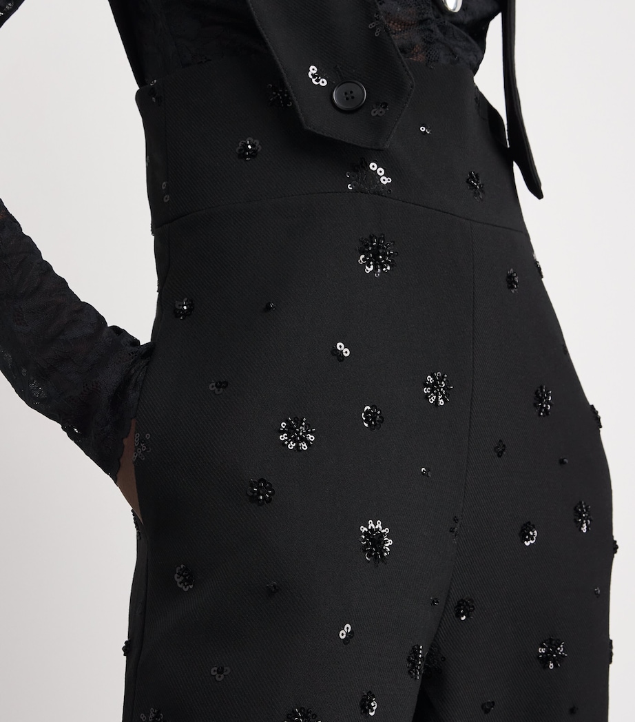 Embellished Straight Dungarees BLACK Image 4