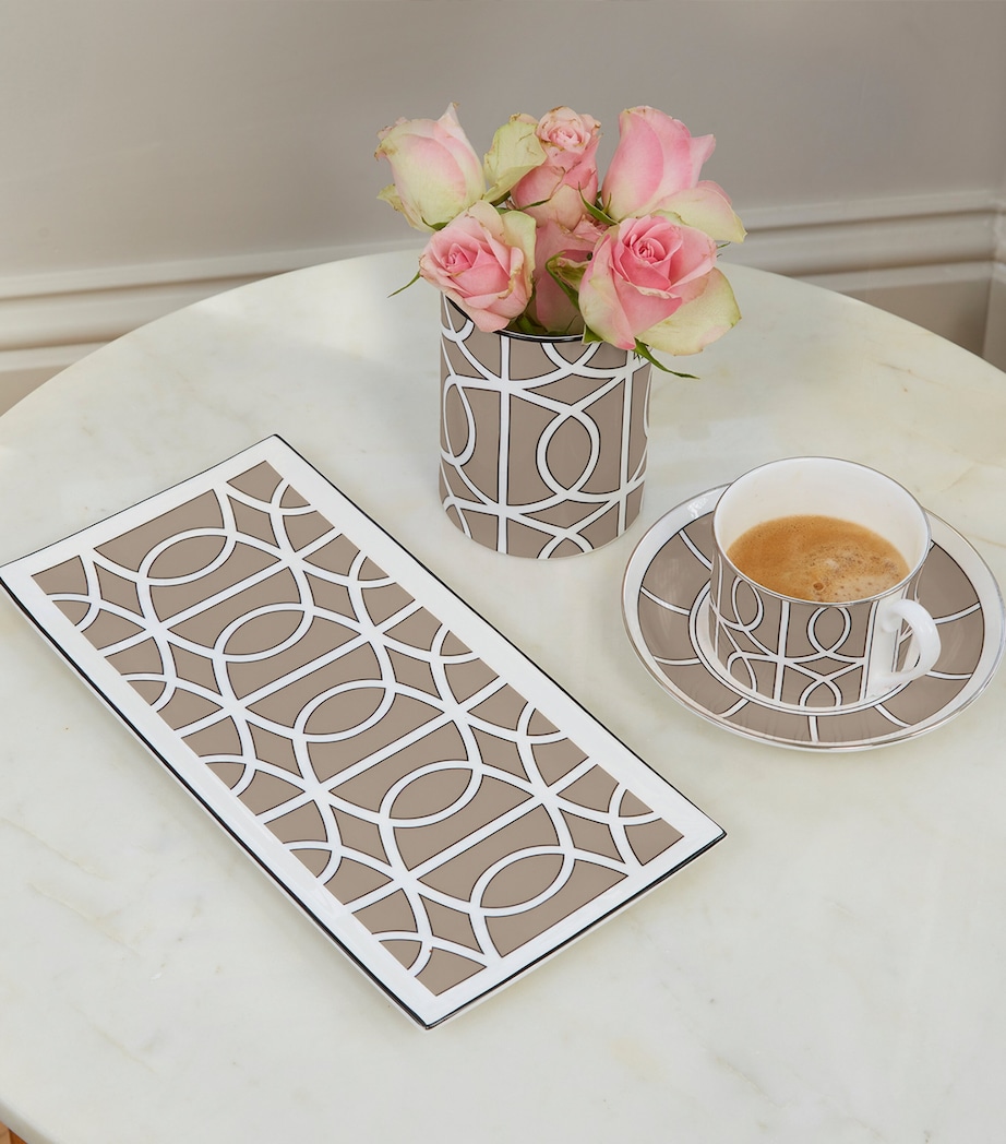 Bone China Rectangular Loop Plate (29cm) TRUFFLE/WHITE Image 2