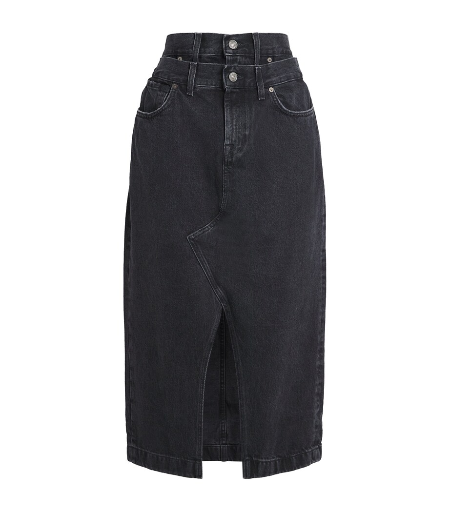 7 For All Mankind Womens Denim Double-Waisted Hussle Skirt Hustle Image 1