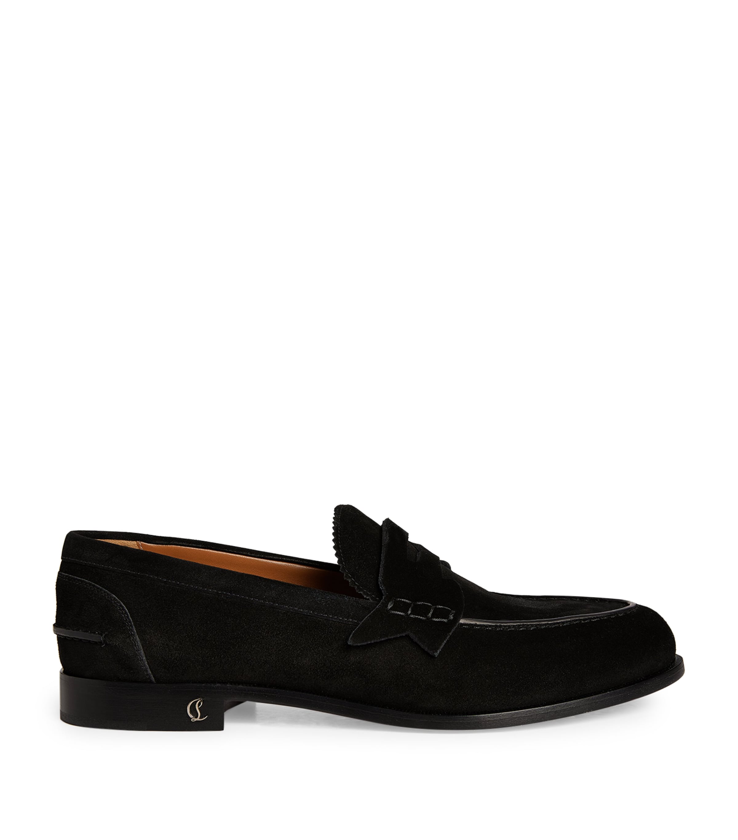 Christian Louboutin No Penny Suede Loafers In Red