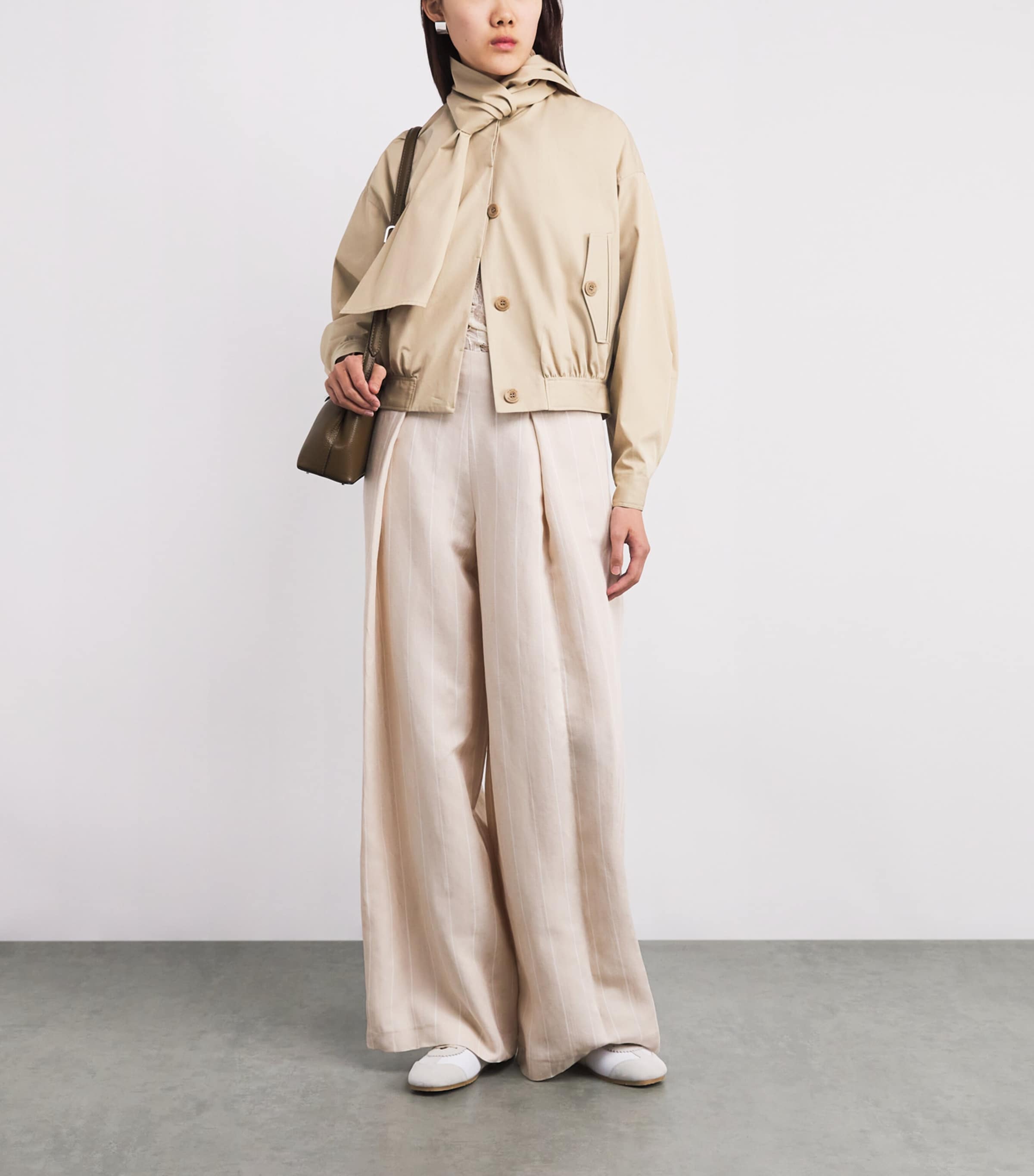 Claudie Pierlot Womens Cotton Scarf Jacket Beige Image 2