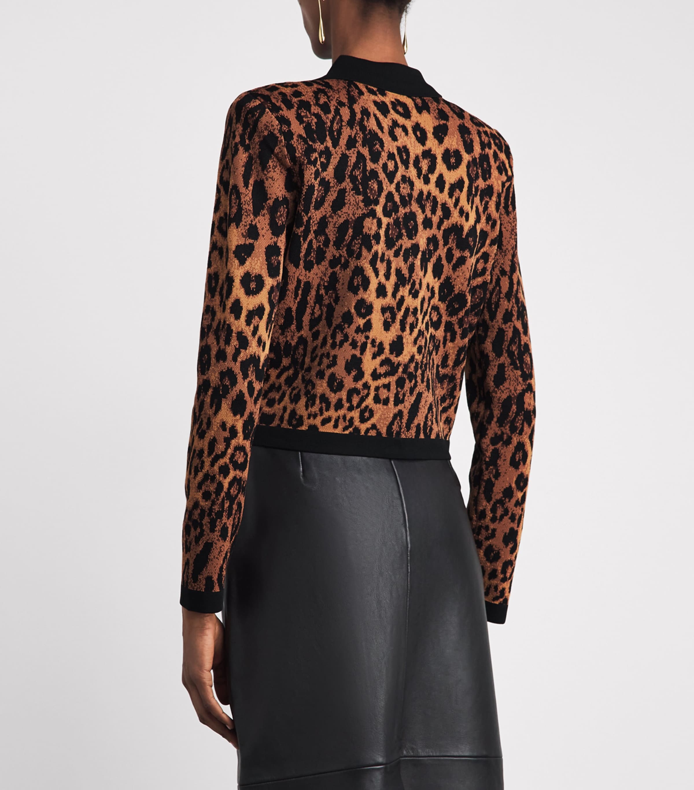 L'Agence Womens Leopard Print Osiris Cardigan Tan Mlt Javan Leoprd Image 5