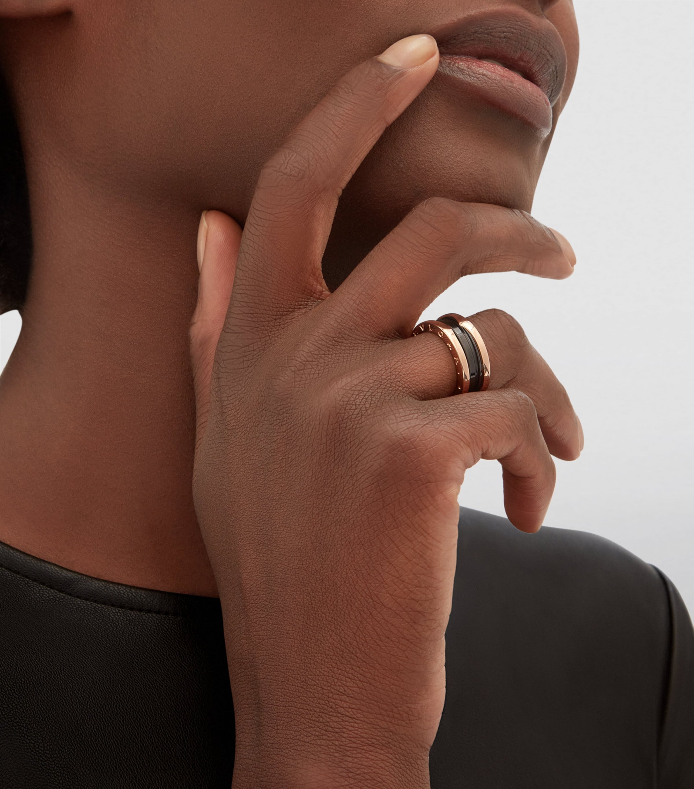 Rose Gold and Black Ceramic B.zero1 Two-Band Ring PINK GOLD Image 5