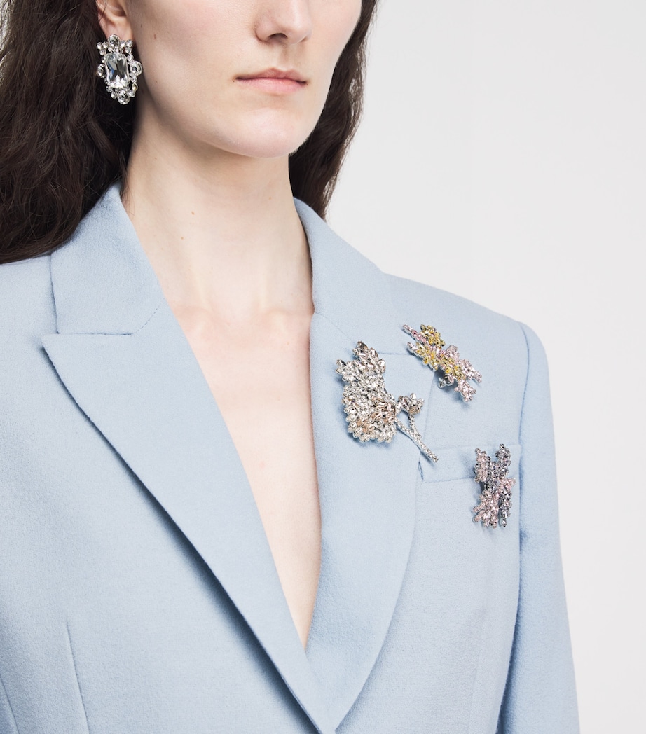 Erdem Womens Wool Crepe Crystal-Embellished Blazer Porcelain Blue Image 3