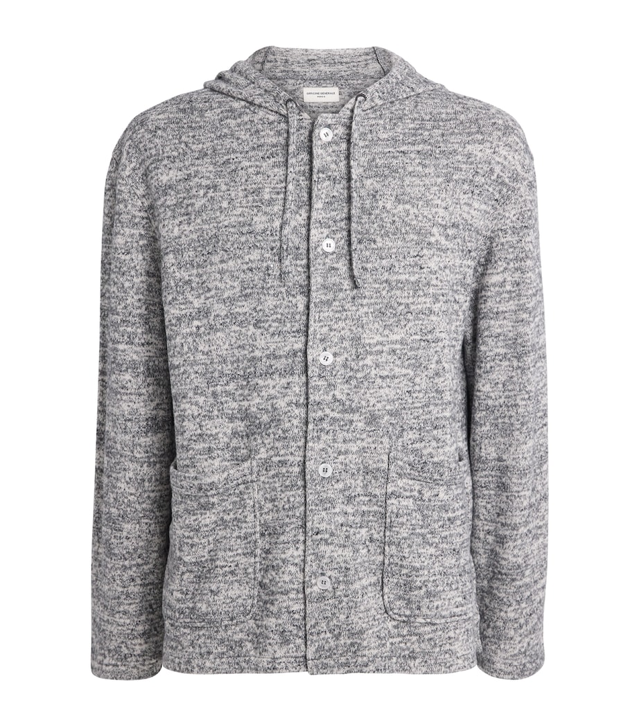 Cotton-Blend Button-Up Basile Hoodie HTRGREY/WHITE Image 1
