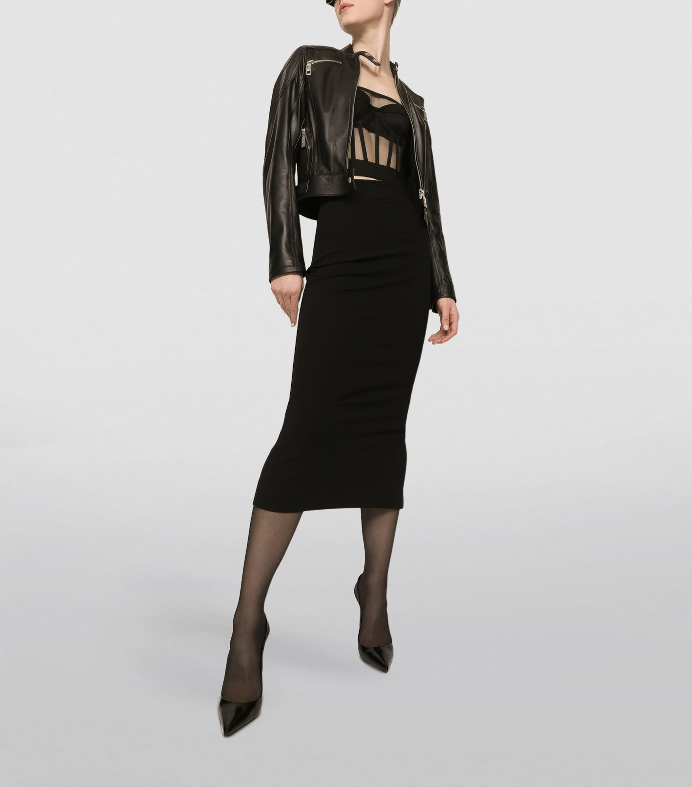 Leather Biker Jacket N0000-BLACK Image 4