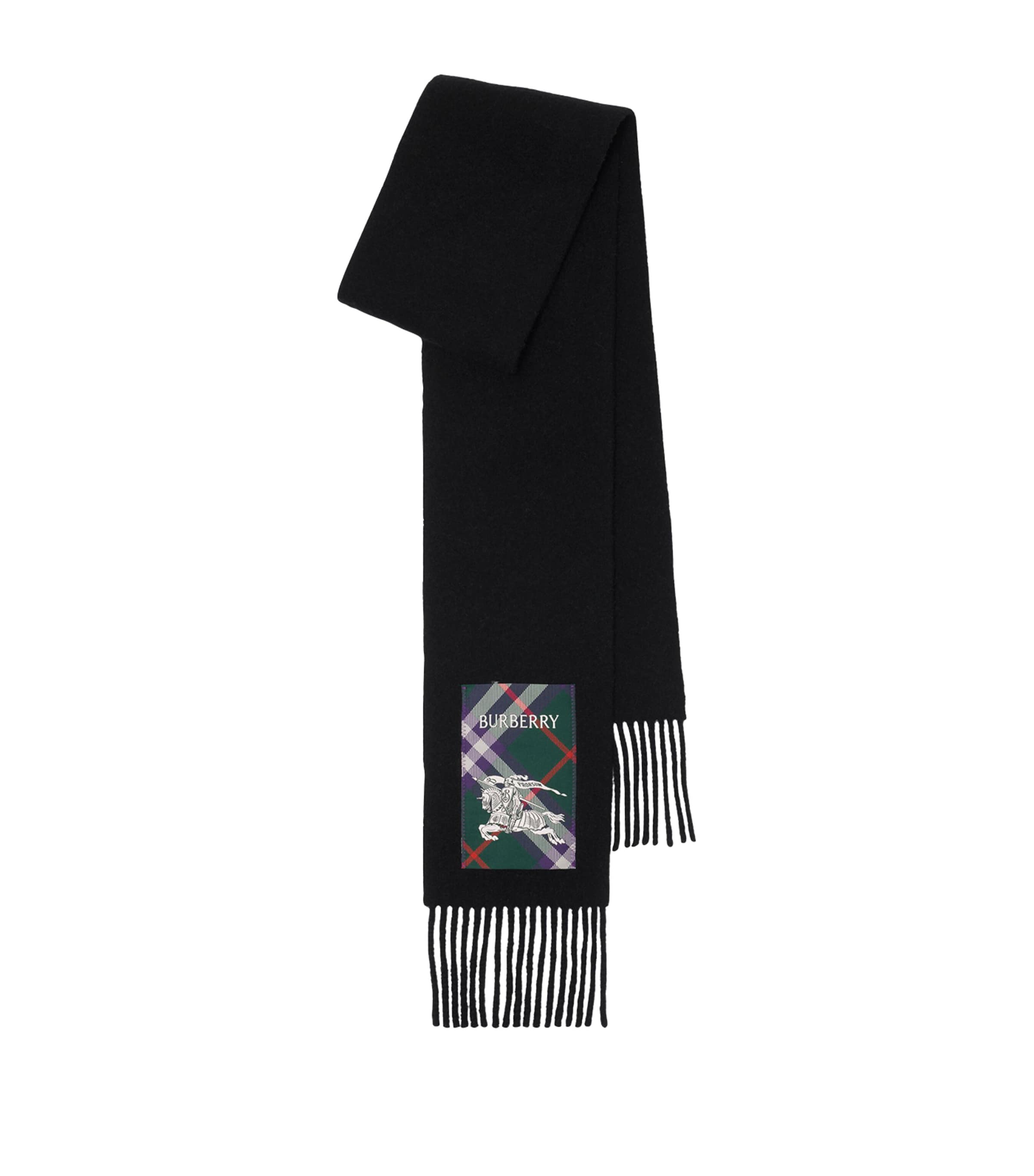 Cashmere Check Patch Scarf BLACK Image 1