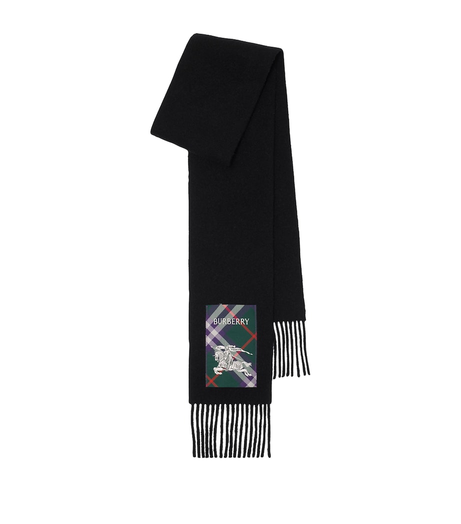 Cashmere Check Patch Scarf BLACK Image 1