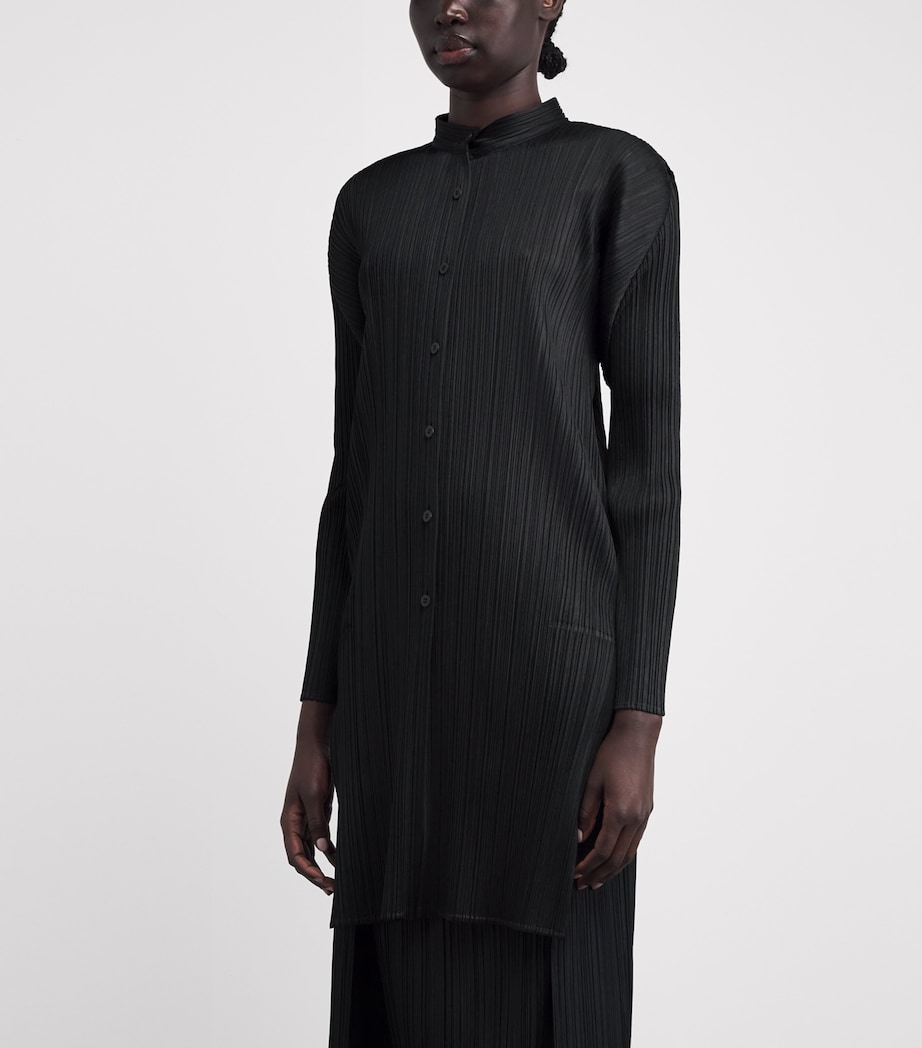 Pleats Please Issey Miyake Womens Pleated Stand Collar Shirt Black Image 4