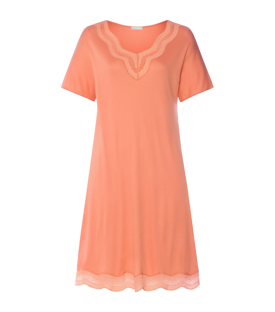 Hanro Womens Short-Sleeve Cira Nightdress Light Carnelian Image 1