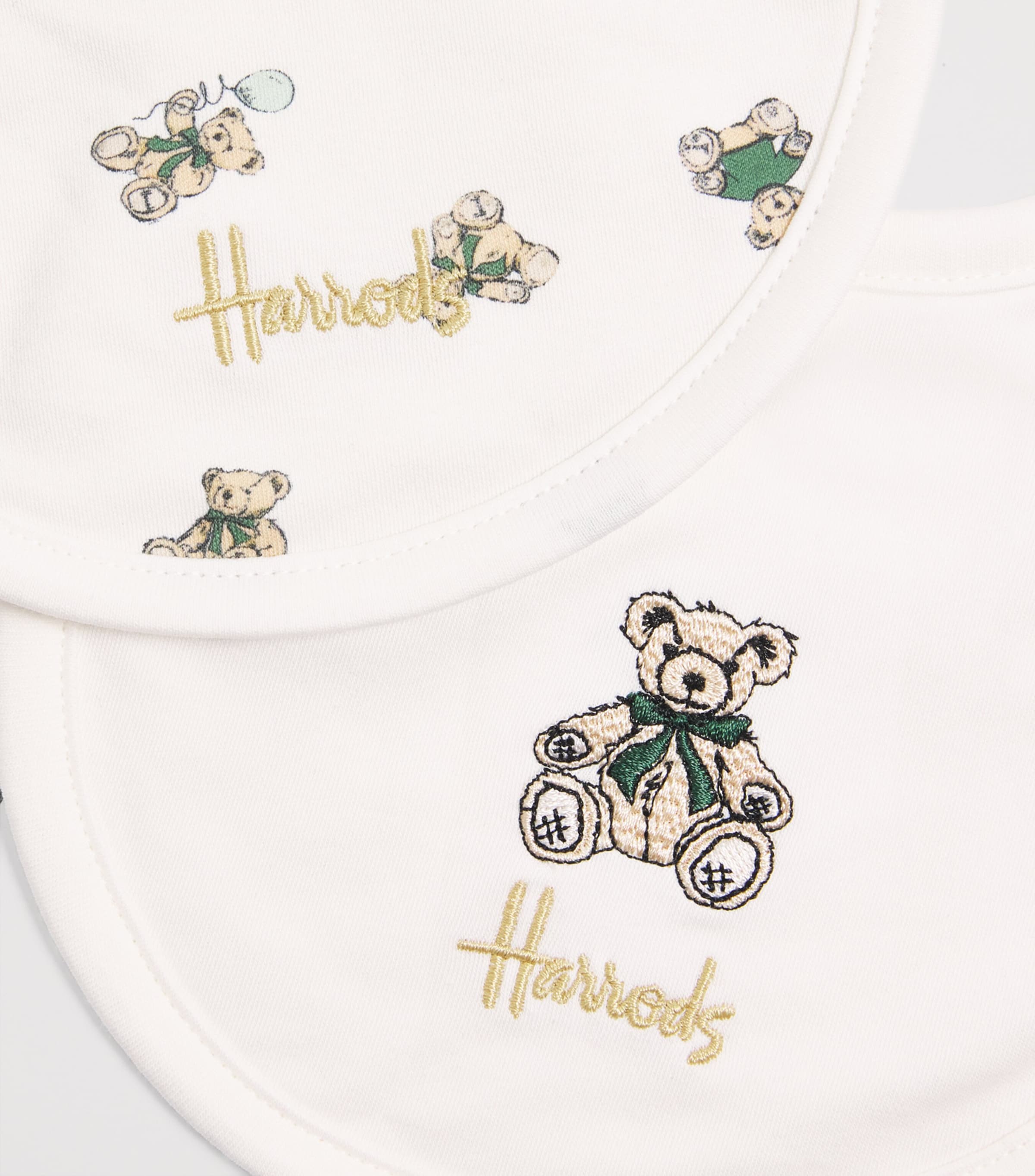Embroidered Henry Bear Bibs (Set of 2) IVORY Image 3