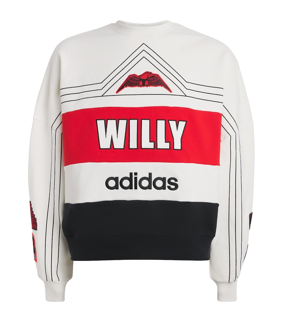 Willy Chavarria Mens x adidas Originals New York Baseball Sweatshirt White Image 1