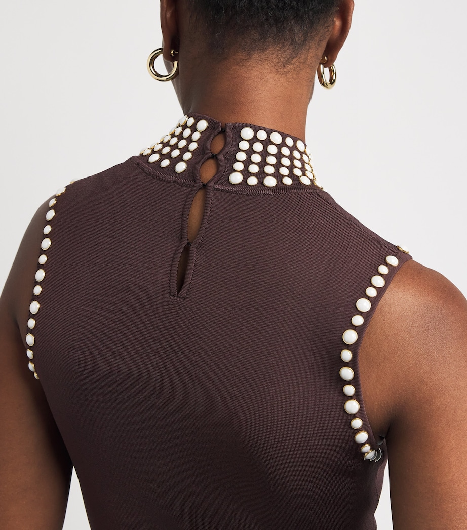 Embellished Fringe Midi Dress BROWN Image 4