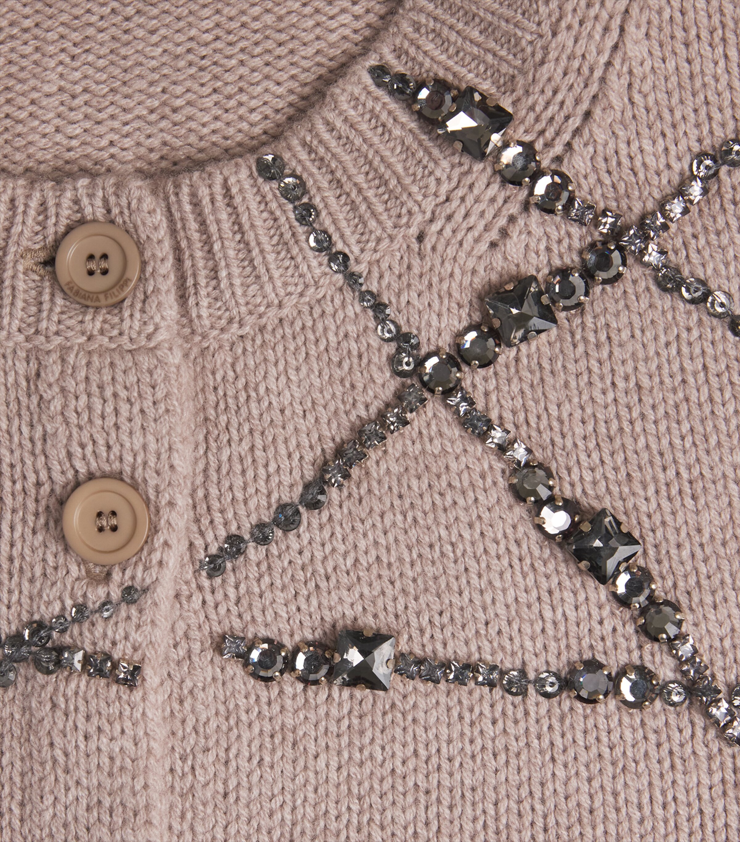 Fabiana Filippi Womens Wool-Silk-Cashmere Embellished Cardigan Moka Meringa Image 6