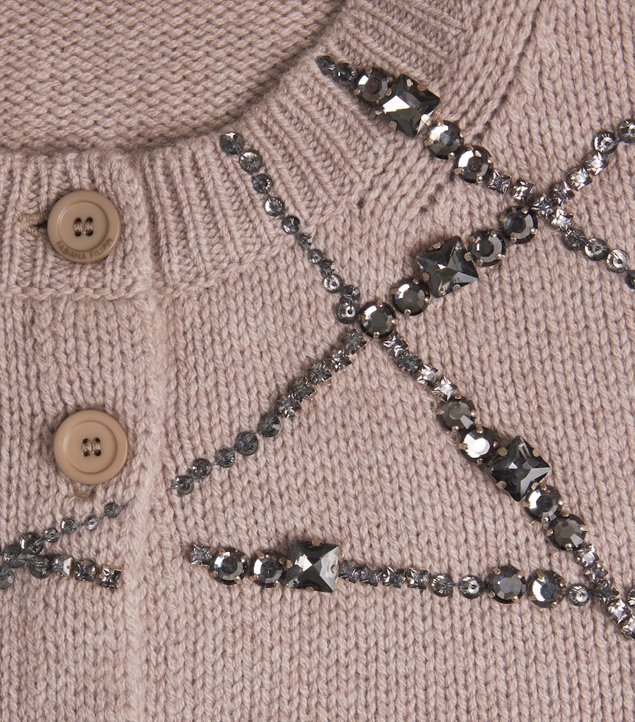 Fabiana Filippi Womens Wool-Silk-Cashmere Embellished Cardigan Moka Meringa Image 6