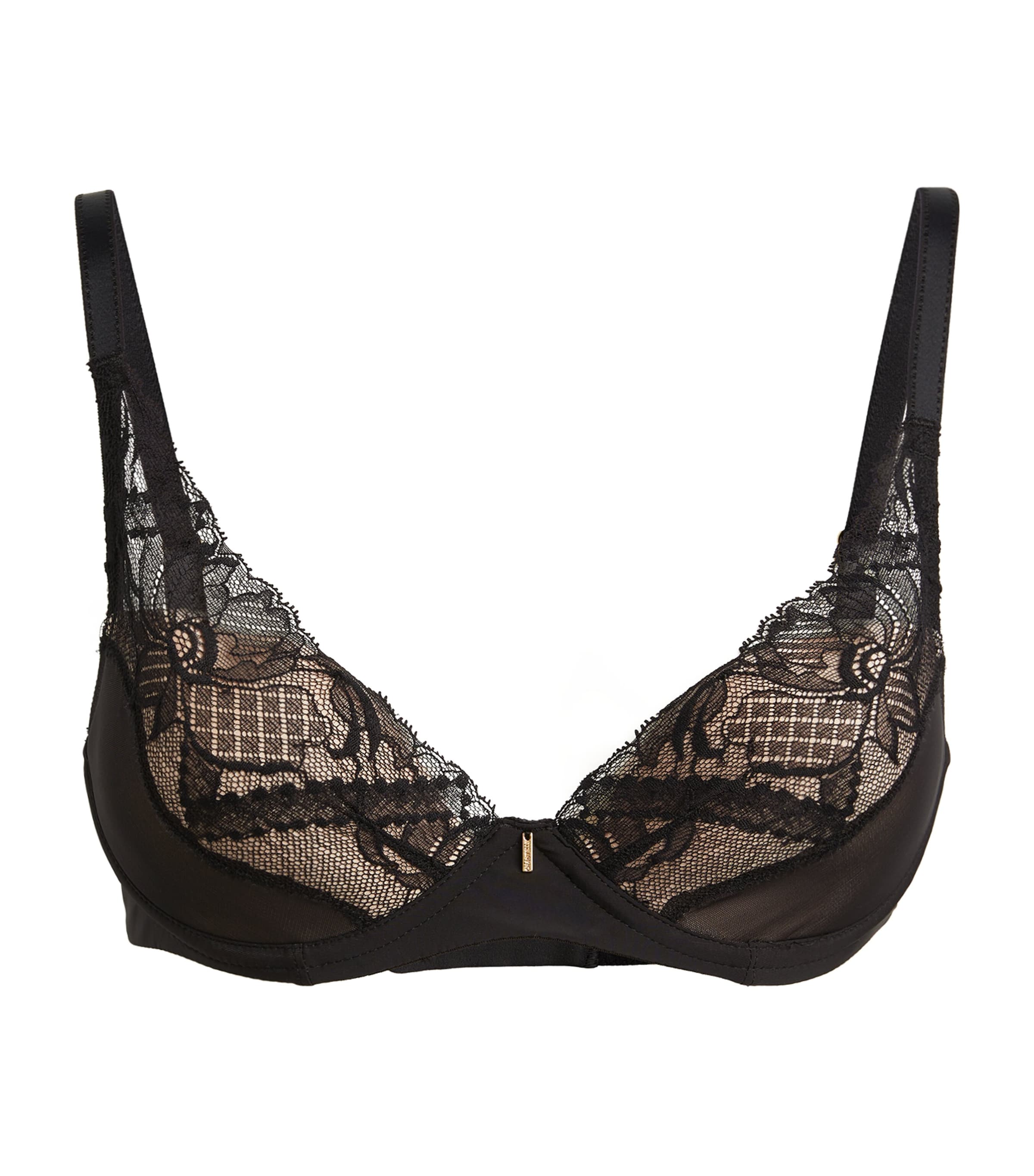 Shop Chantelle Lace Plunge Bra In Black