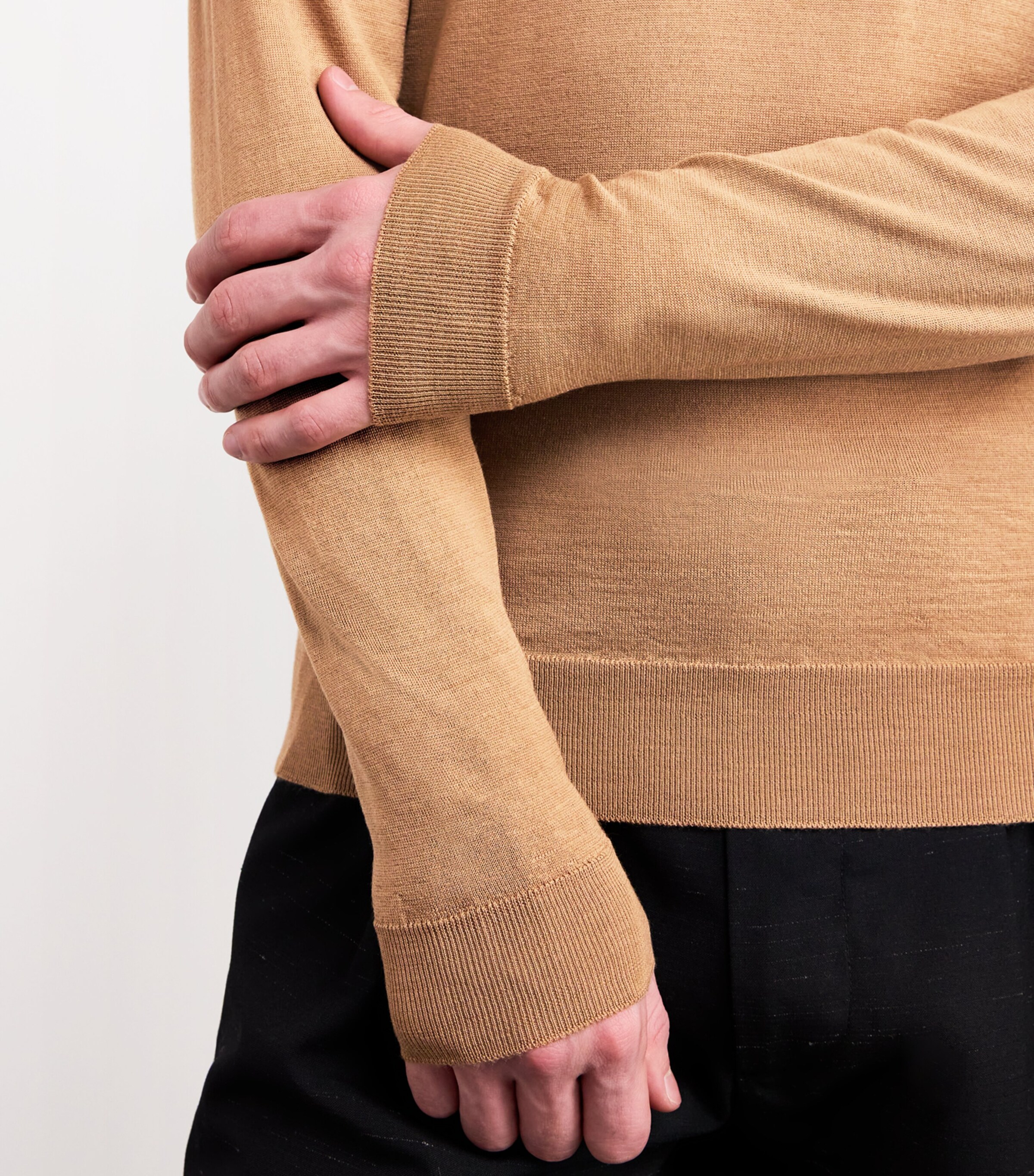 John Smedley Mens Merino Wool Lundy Sweater Nutmeg Image 6