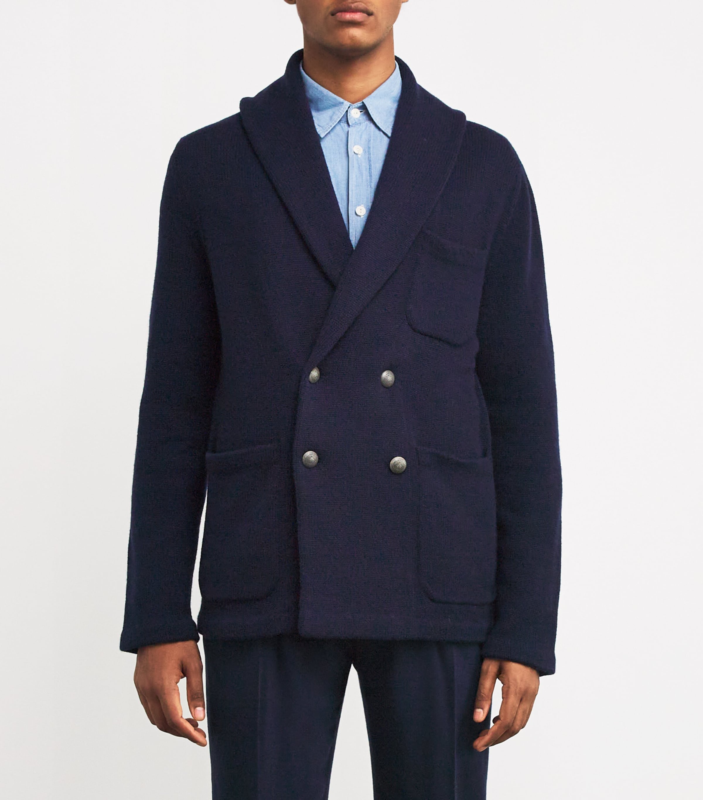Ralph Lauren Purple Label Mens Cashmere Double-Breasted Cardigan Classc Chairmn Nav Image 3