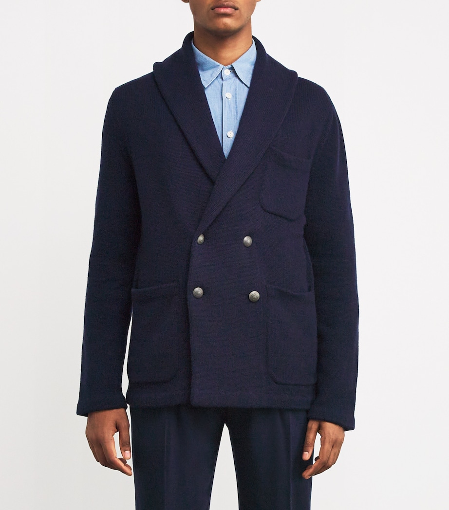 Ralph Lauren Purple Label Mens Cashmere Double-Breasted Cardigan Classc Chairmn Nav Image 3