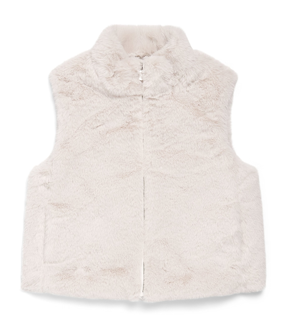 Eleventy Kids Faux Fur Padded Gilet (4-16 Years) Grigio Ghiaccio Image 1