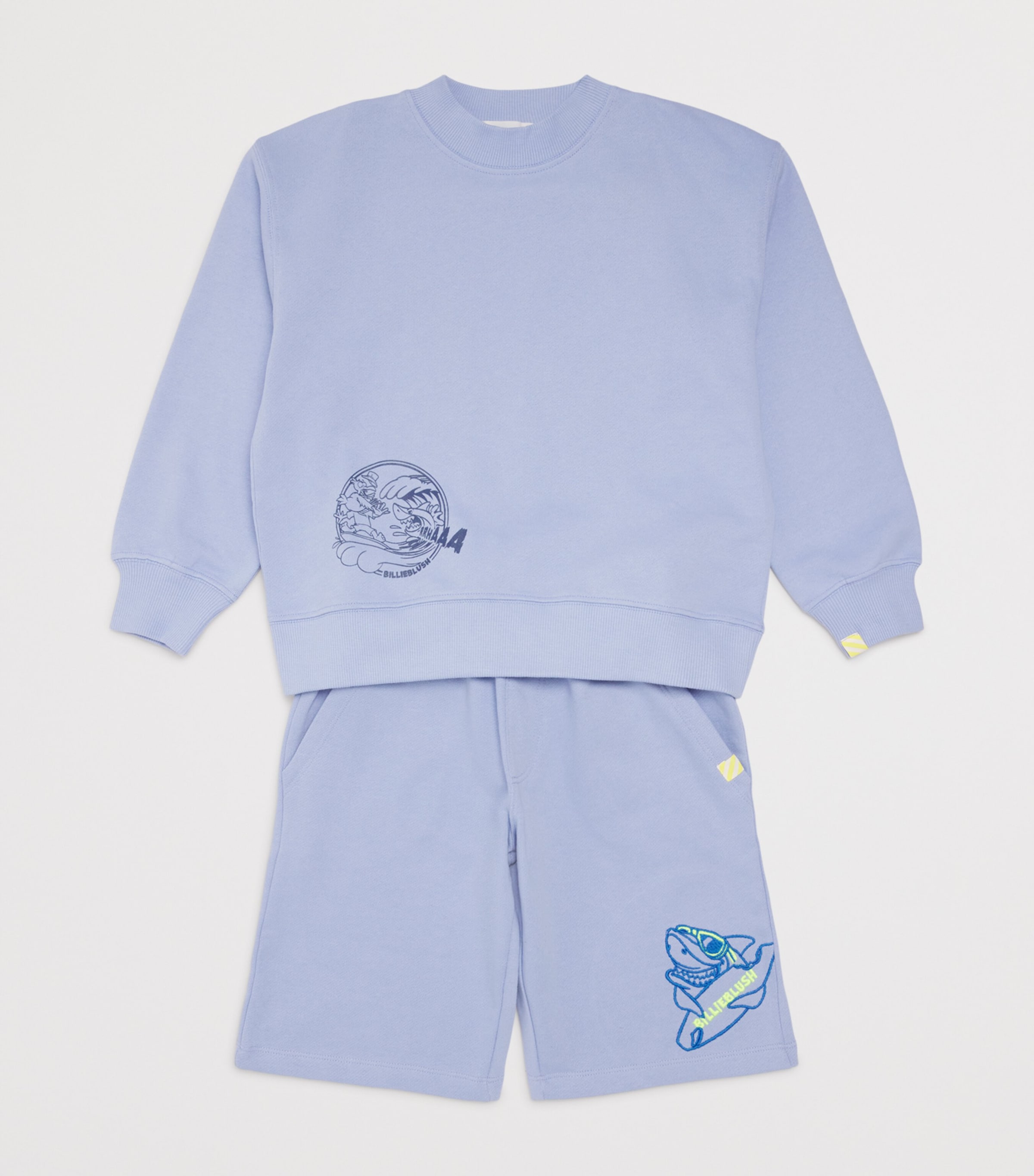 Cotton Embroidered Sweat Shorts (4-10 Years) 81SANGEL BLUE Image 3