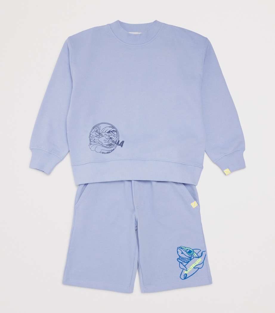 Cotton Embroidered Sweat Shorts (4-10 Years) 81SANGEL BLUE Image 3