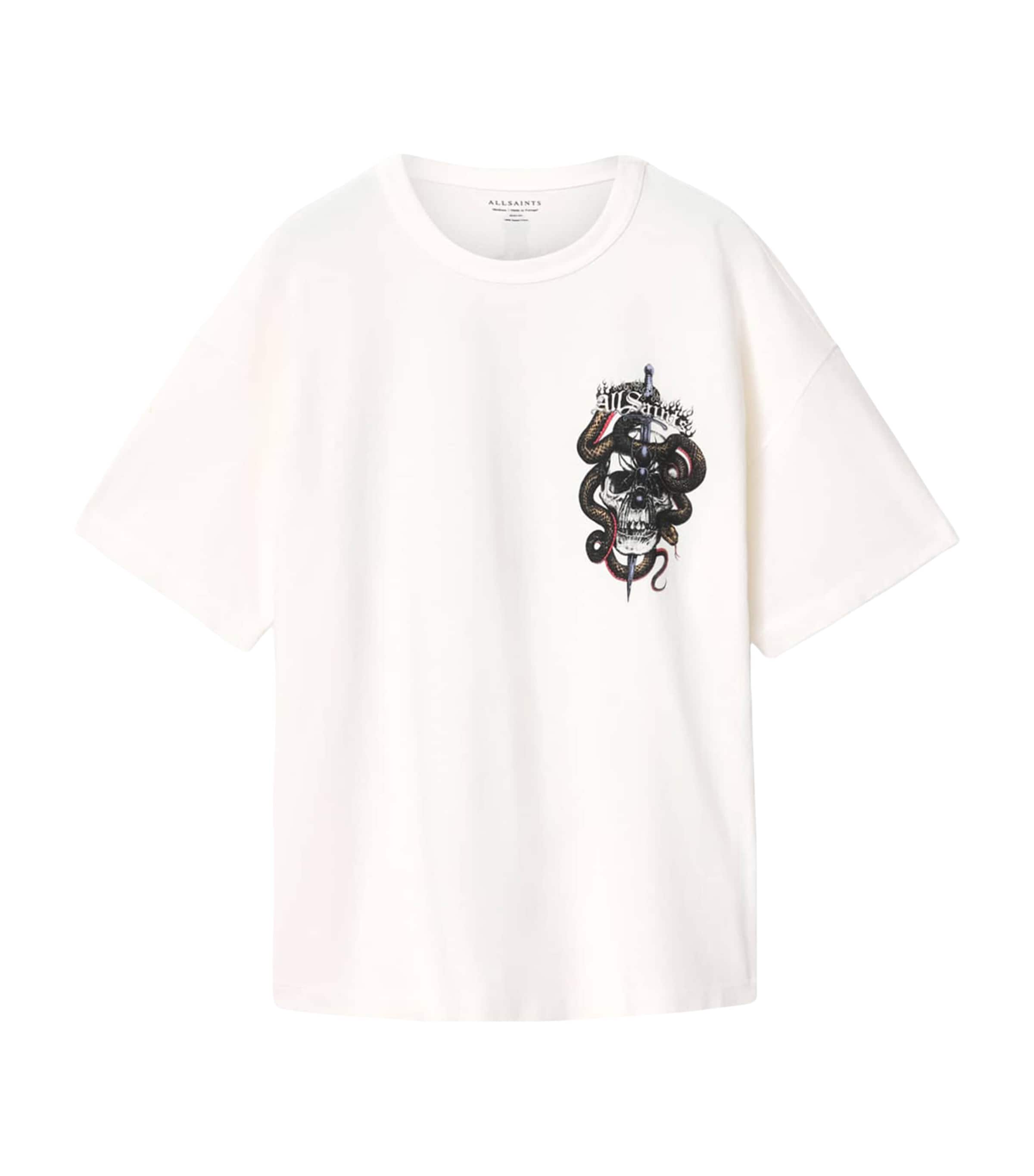 AllSaints Mens Organic Cotton Araknid T-Shirt Chalk White Image 1