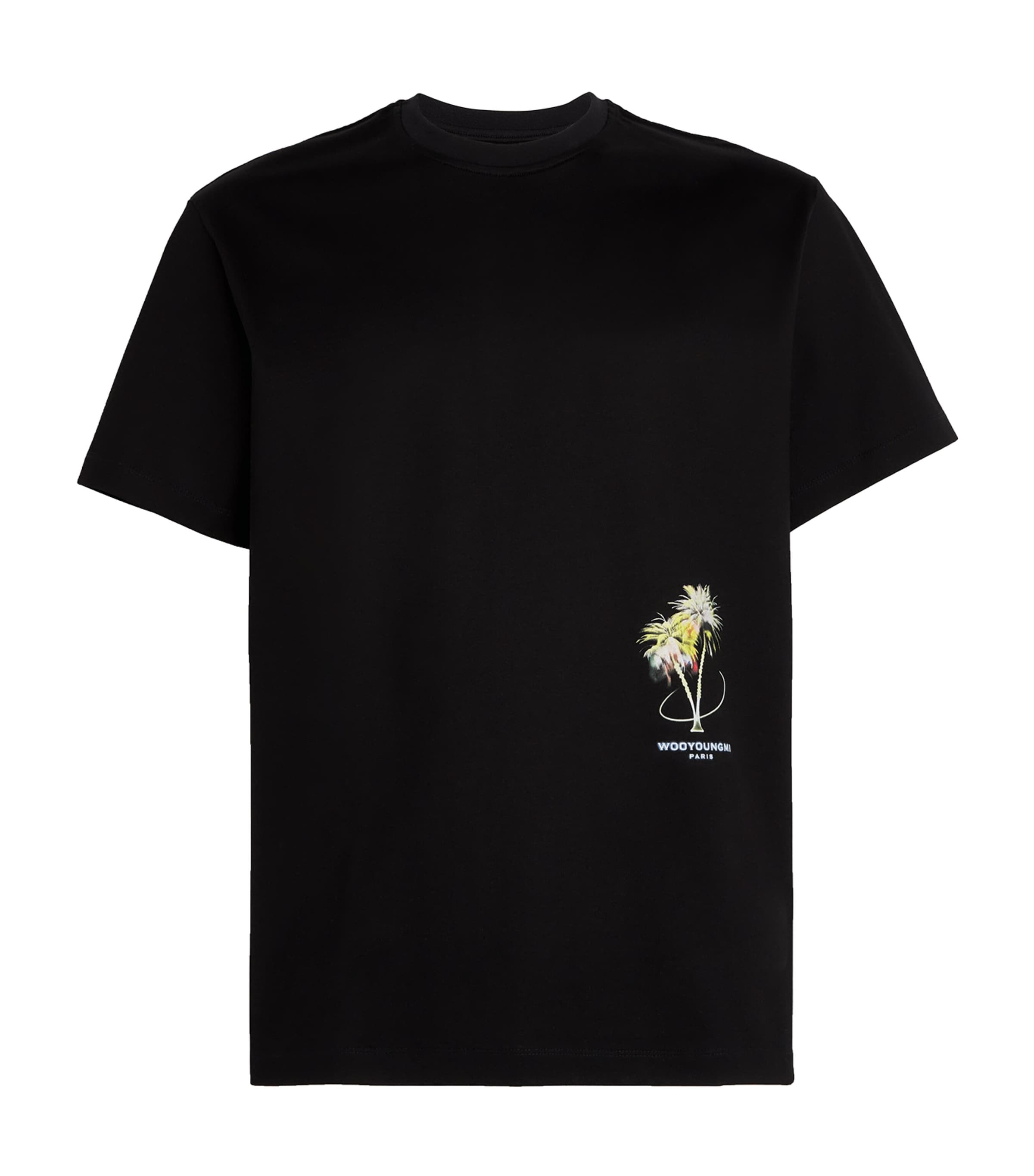 Wooyoungmi Mens Cotton Palm Tree T-Shirt Black Image 1