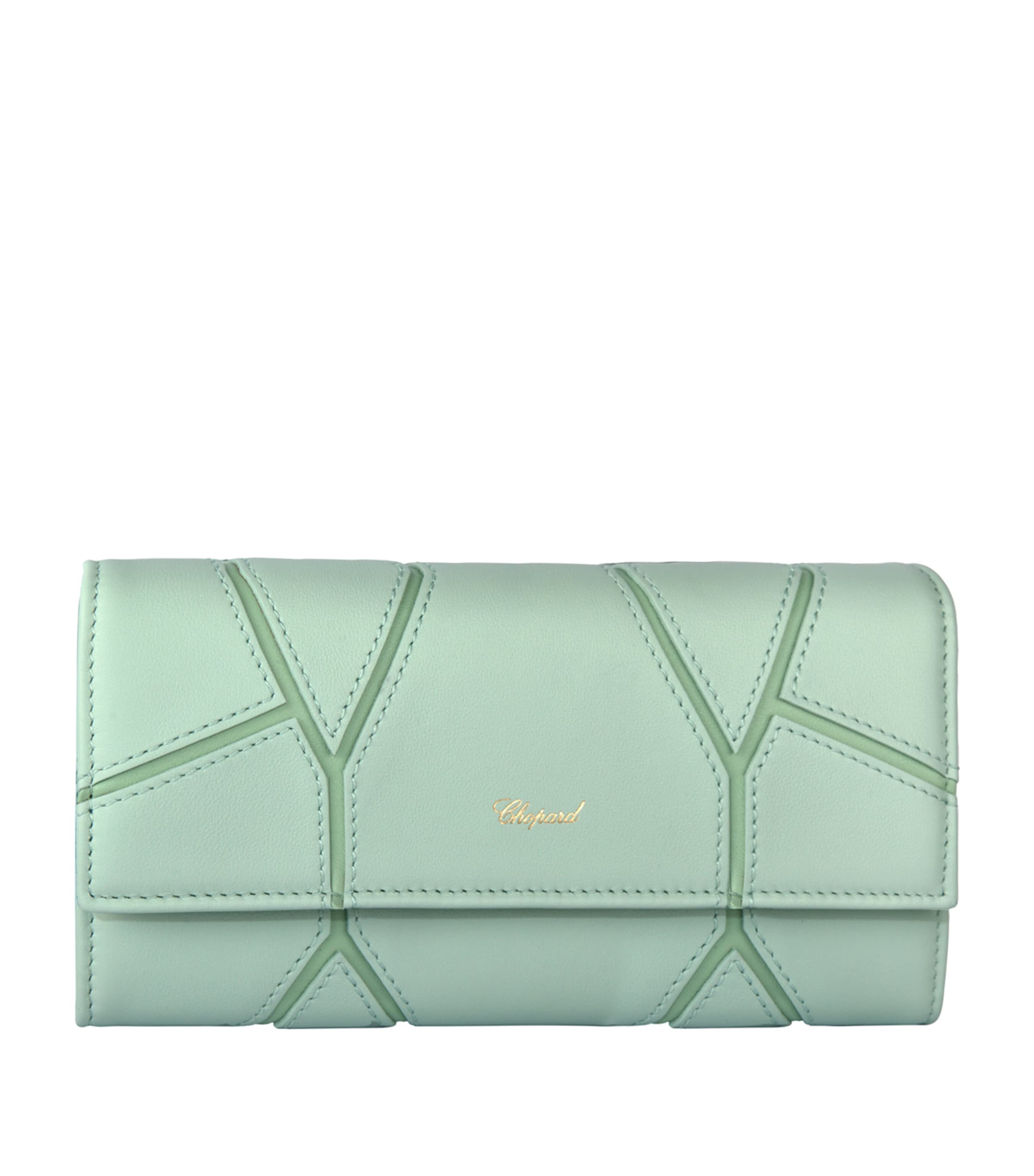 Leather Diamond Continental Wallet GREEN Image 1