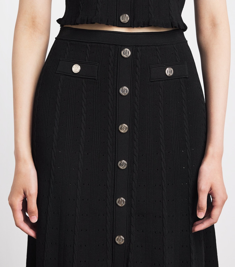 Sandro Paris Womens Knitted Button-Front Maxi Skirt Black Image 3