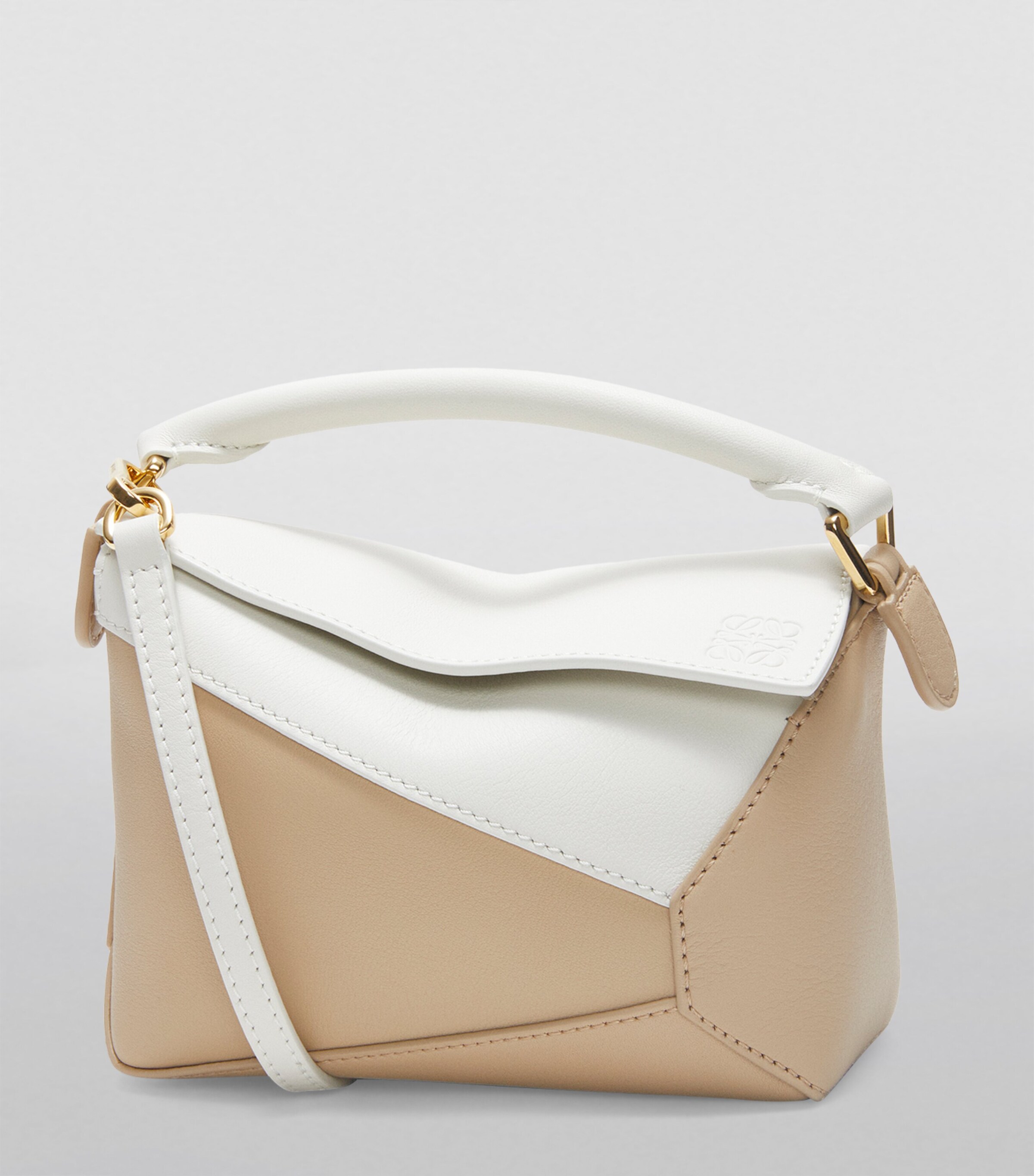 Mini Leather Puzzle Edge Top-Handle Bag SOFT WHITE/PAPER Image 6
