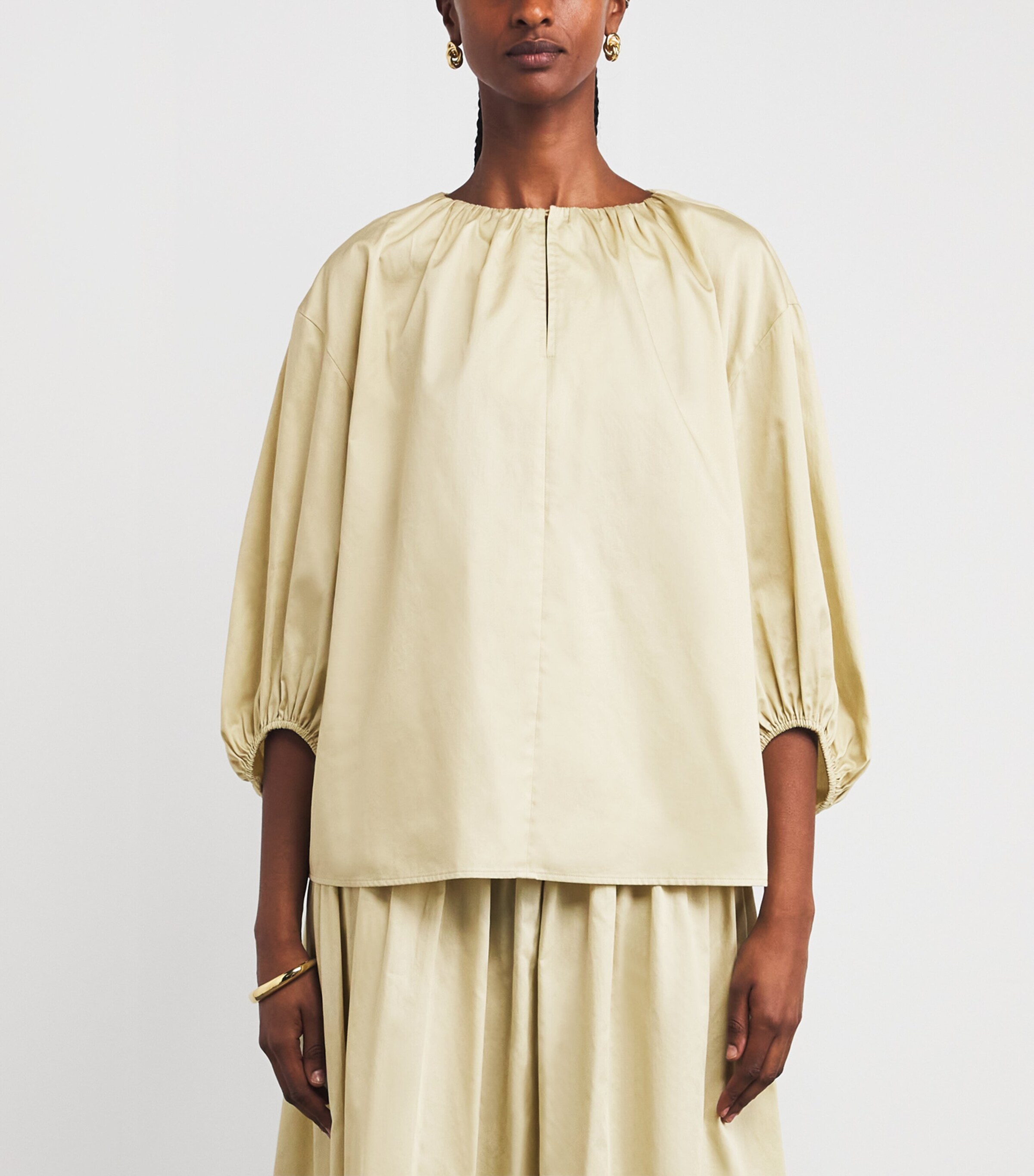 Cotton Sateen Godin Blouse AFFOGATO Image 3