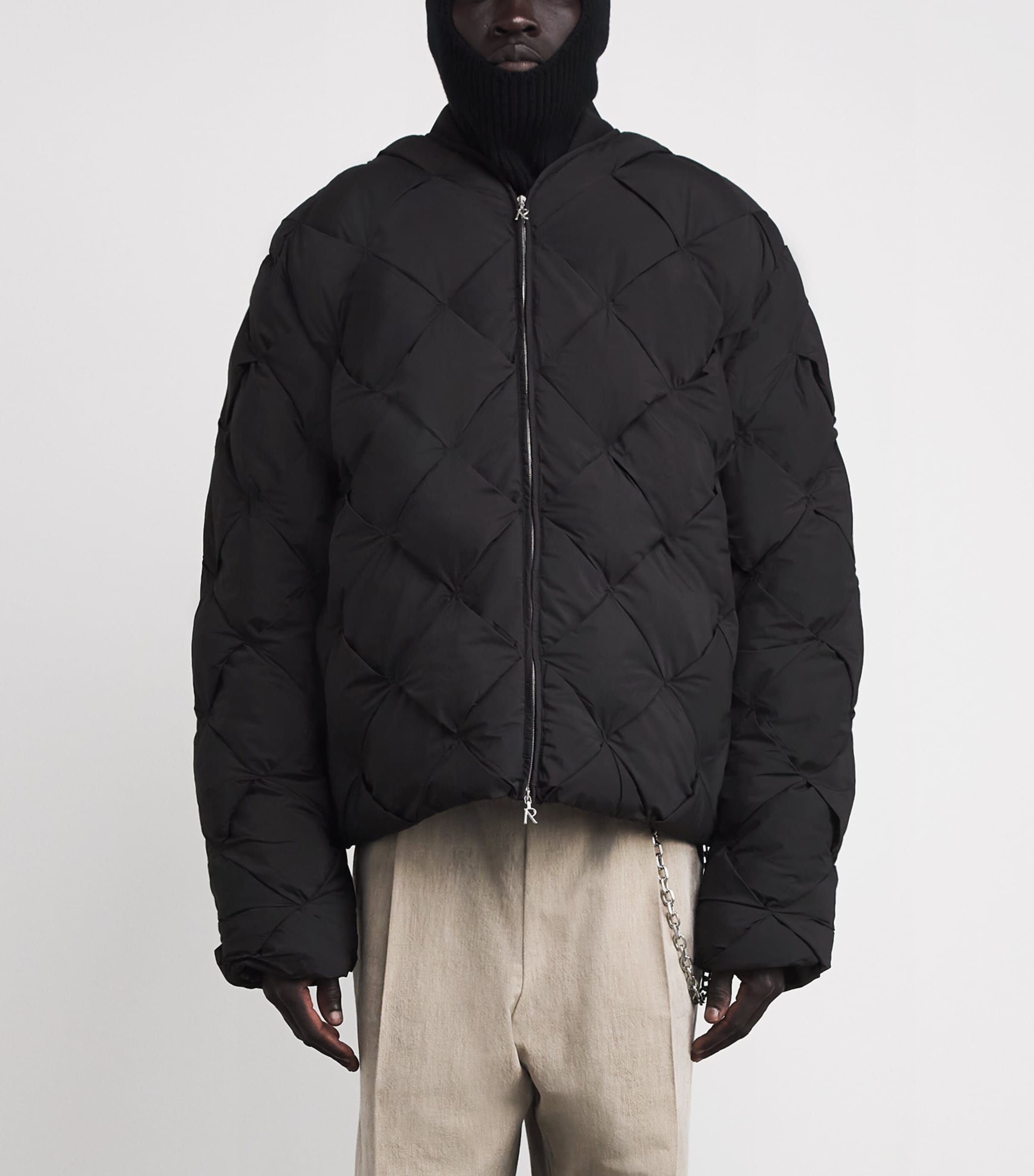 Diamond Quilted Puffer Jacket JET BLACK Image 3