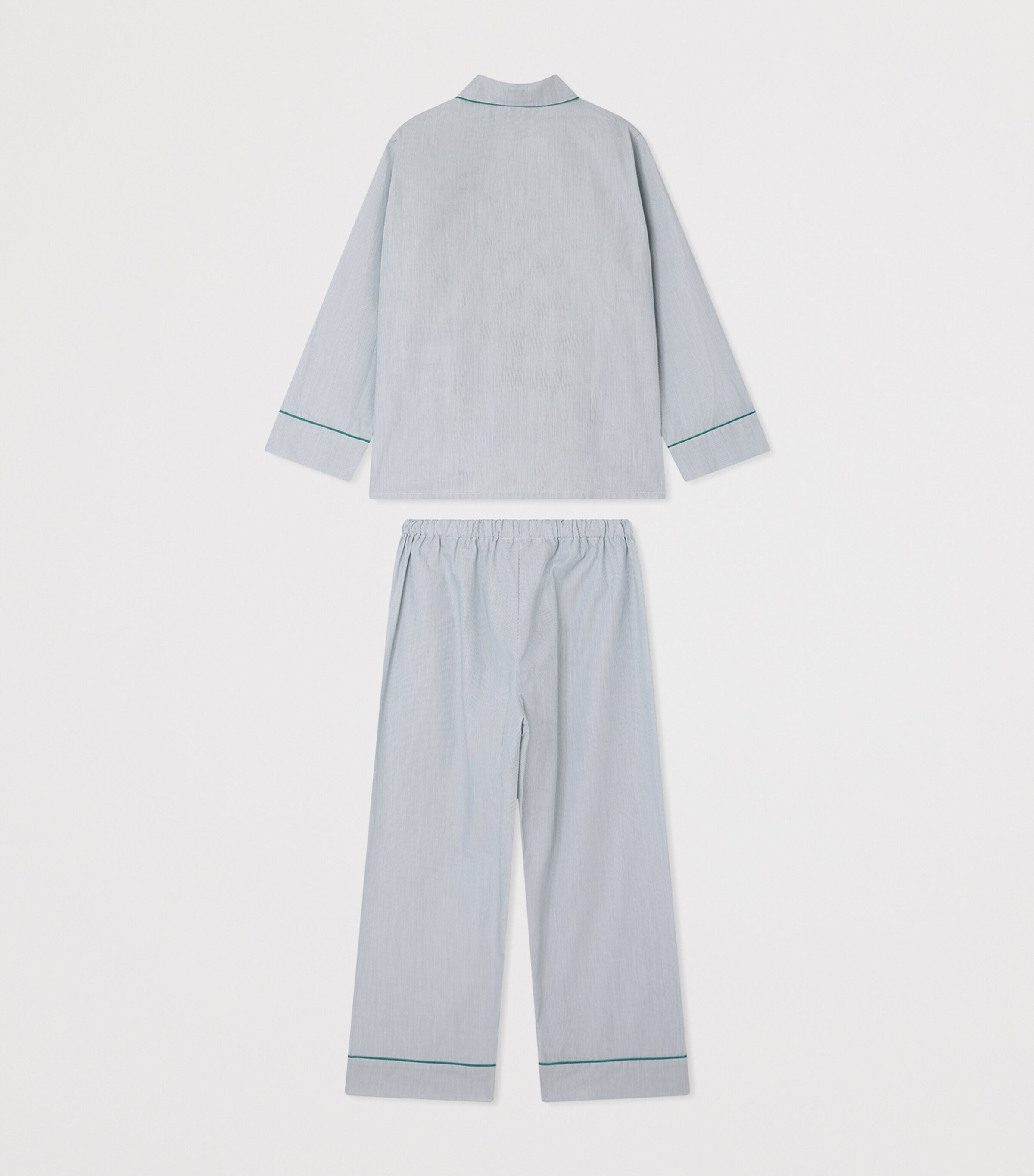 Bonpoint Cotton Stripe Pyjama Set (10-14 Years) Vert Anglais Image 2