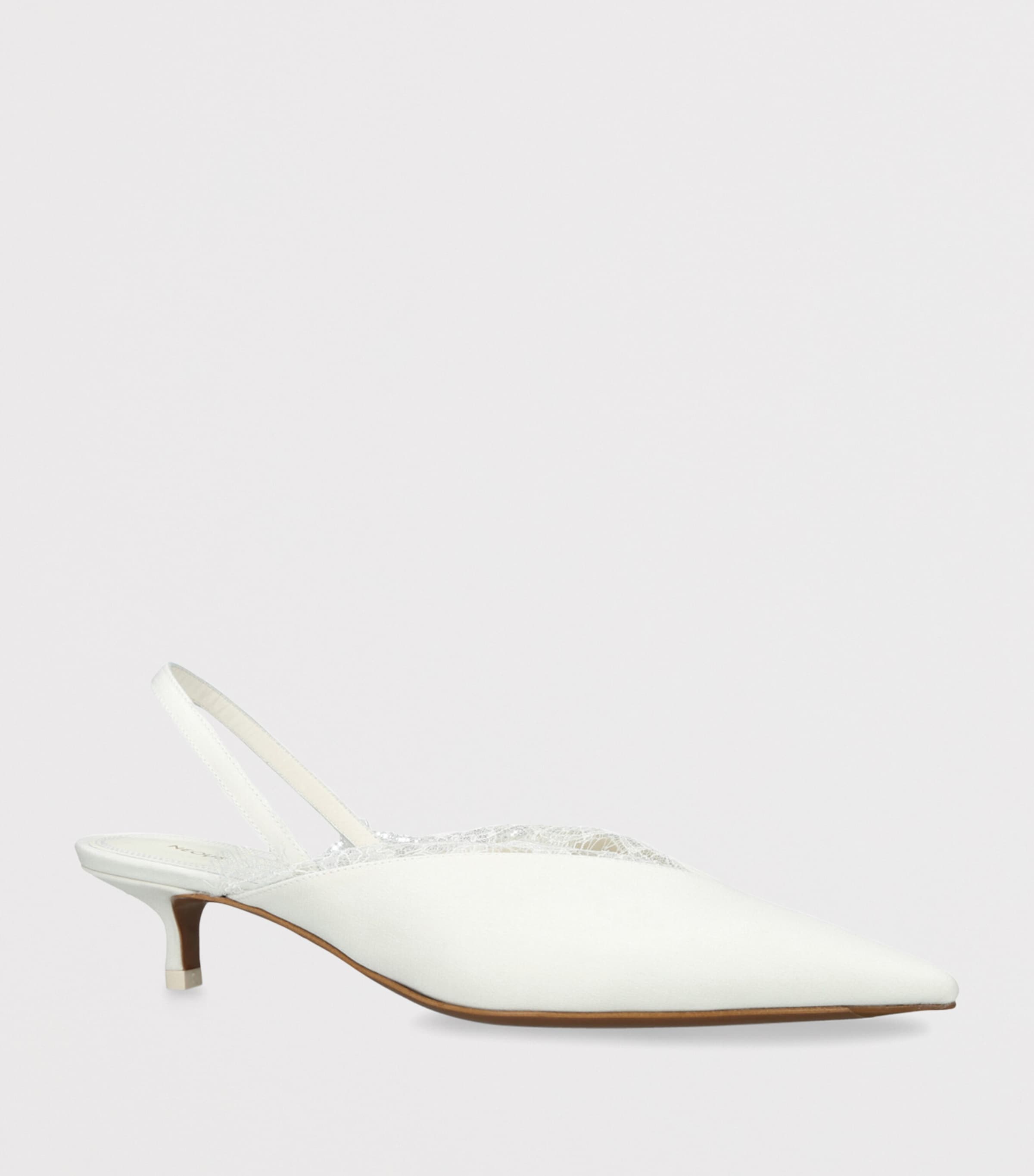 NEOUS Crepe Lace-Trim Irena Slingback Pumps 40 White Image 2