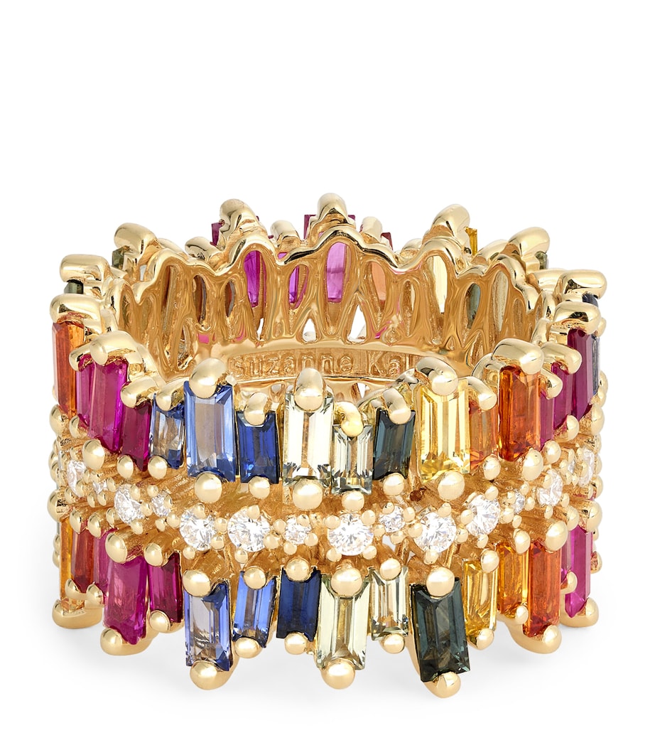 Yellow Gold, Diamond and Sapphire Shimmer Eternity Ring (Size 6.5) 18K YG/RS Image 1