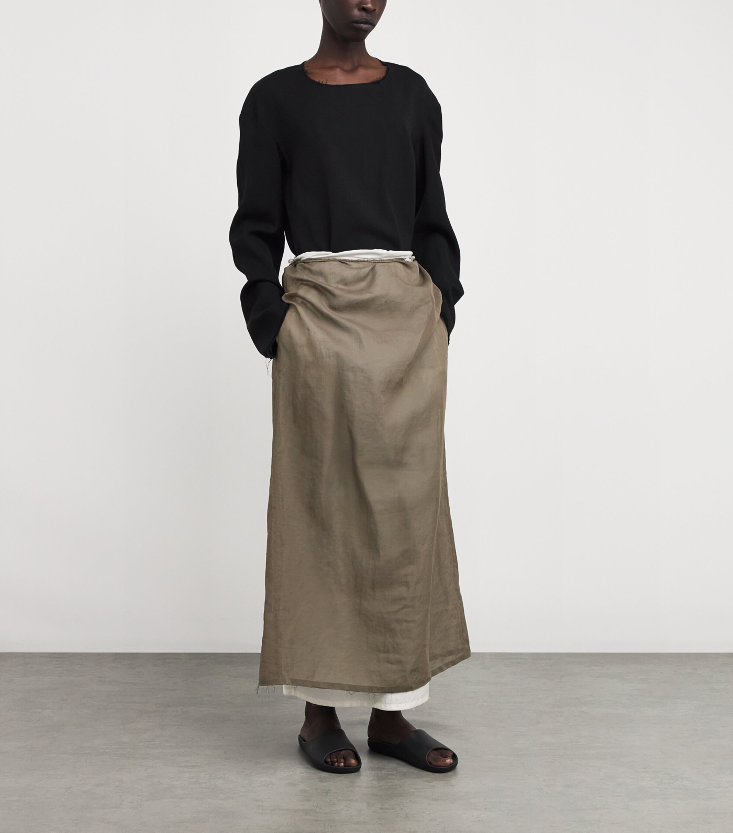 The Row Womens Zaira Raw-Hem Maxi Skirt Brown Image 2