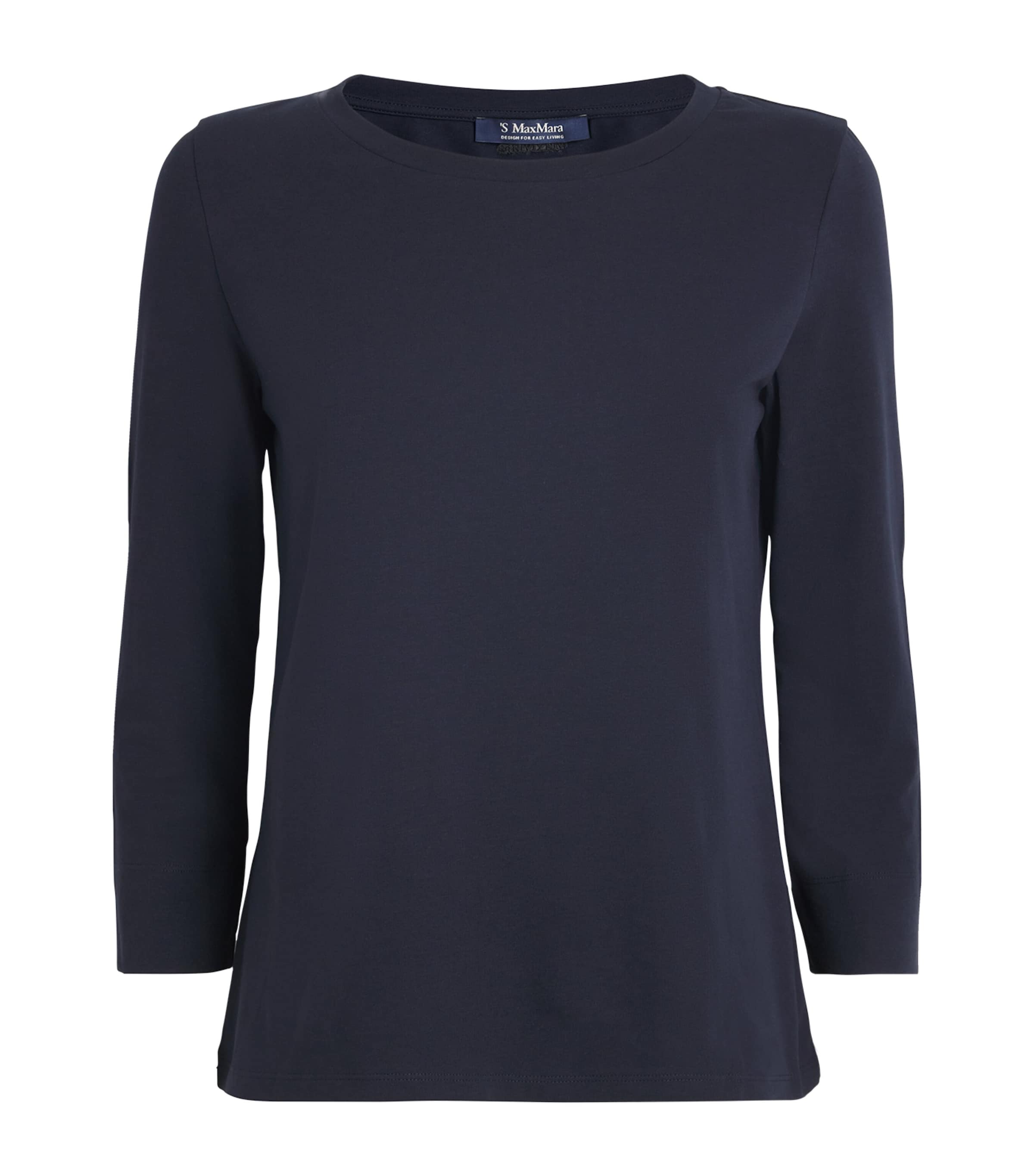 Max Mara Cotton Long-sleeve T-shirt In Blue
