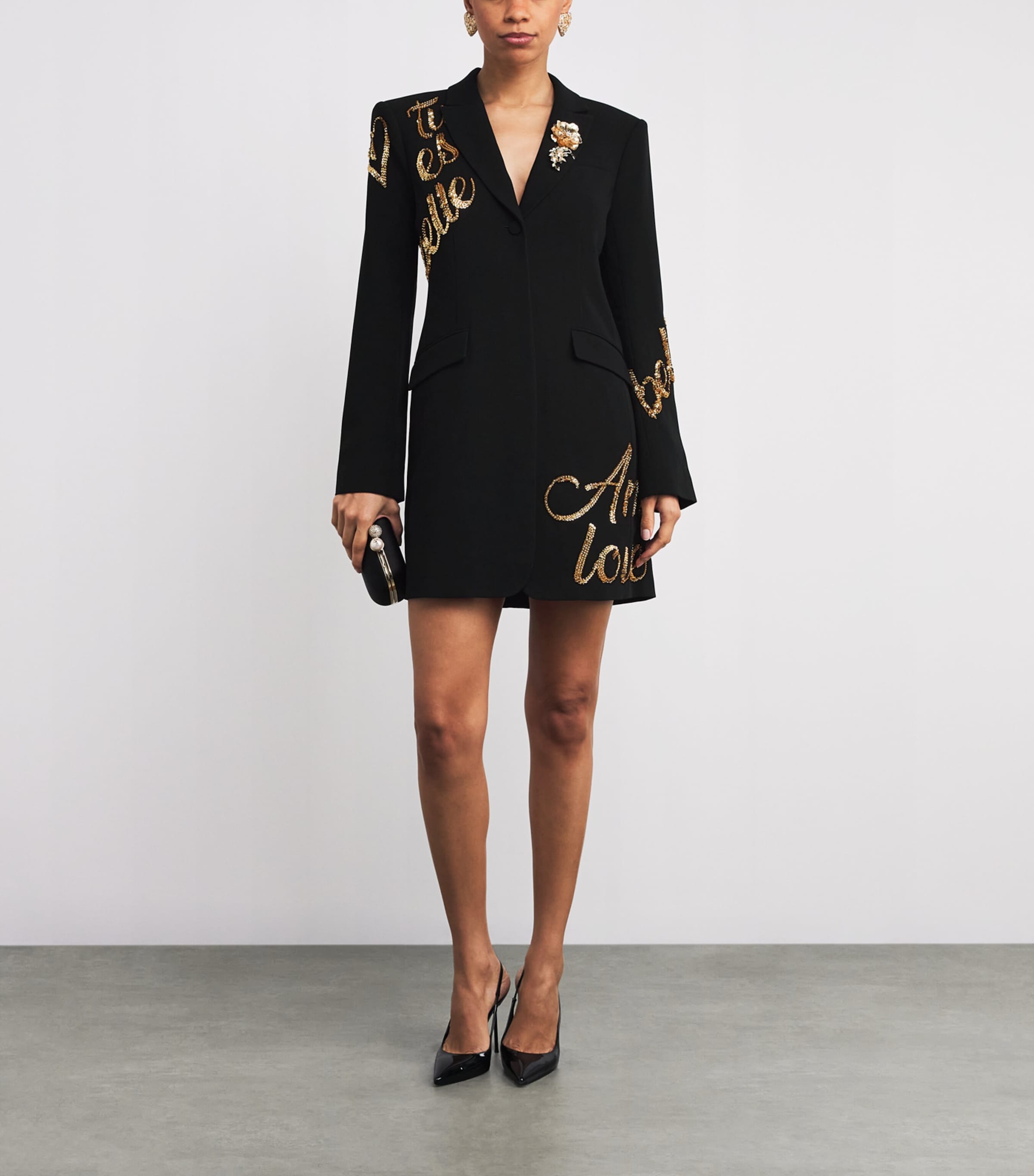 Sequin Loveletter Joel Blazer Mini Dress BLACK/GOLD Image 2