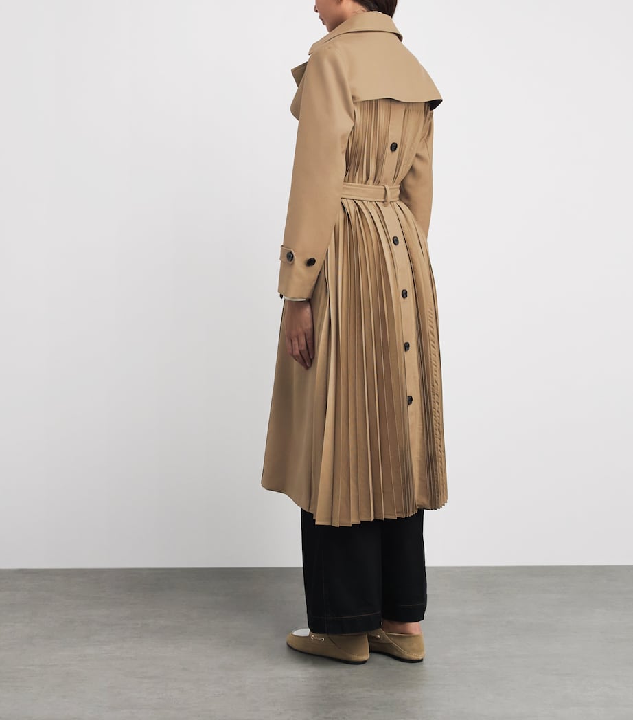 Sandro Paris Womens Pleated Trench Coat Beige Image 5