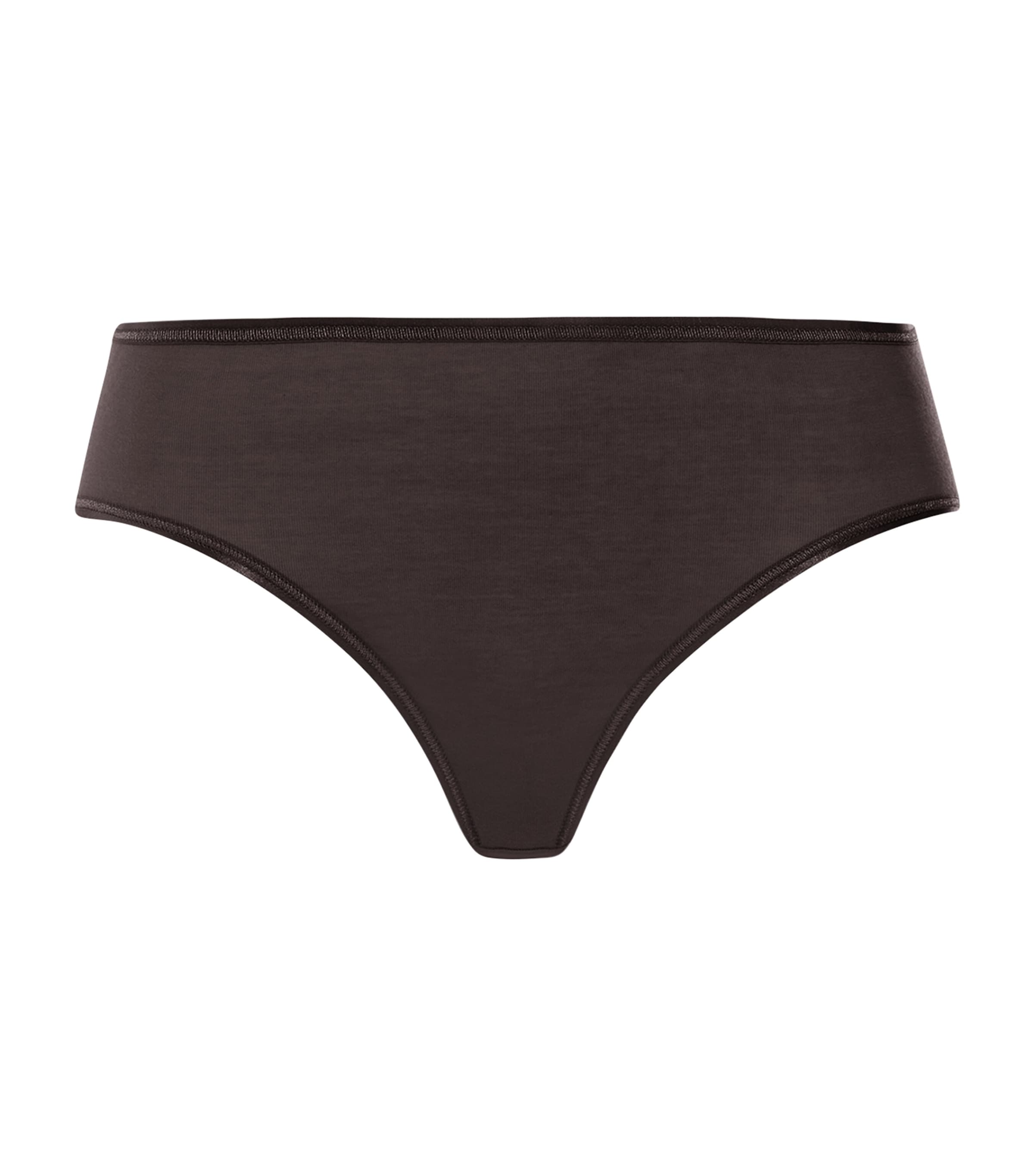 Hanro Womens Cotton Midi Briefs Dark Mocha Image 1