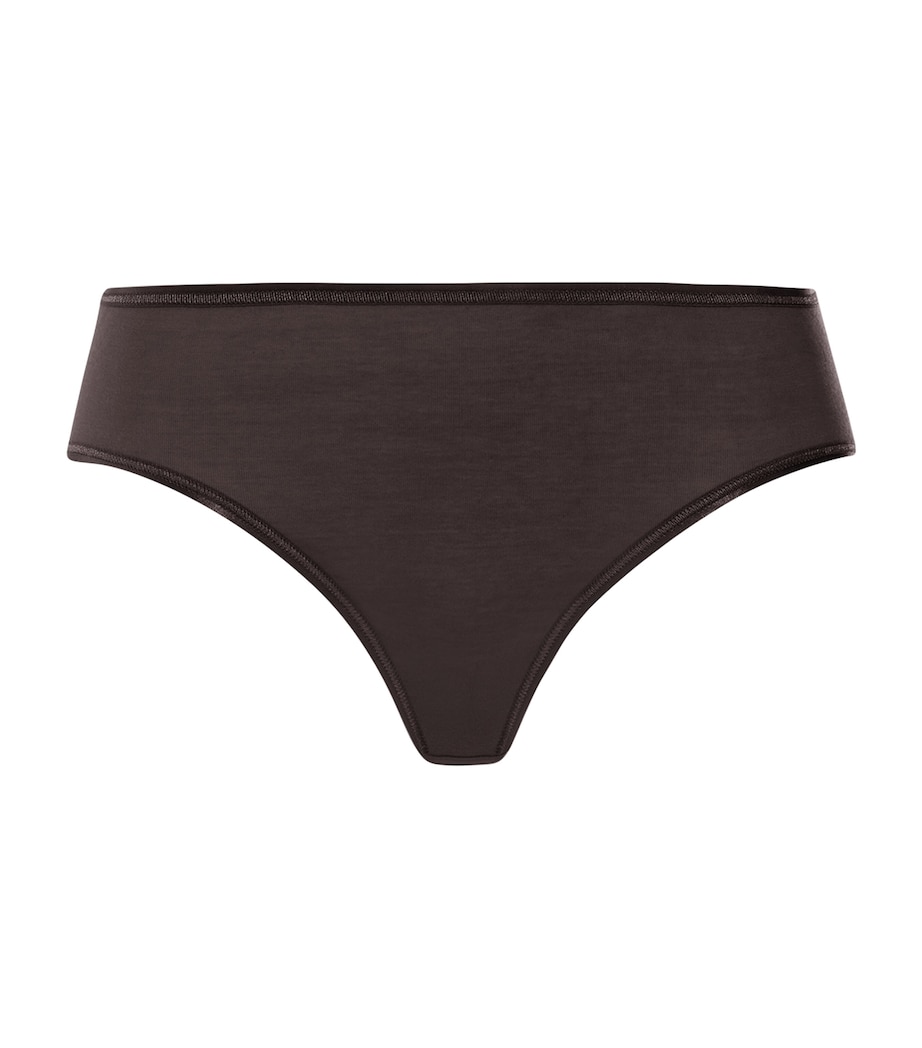 Hanro Womens Cotton Midi Briefs Dark Mocha Image 1