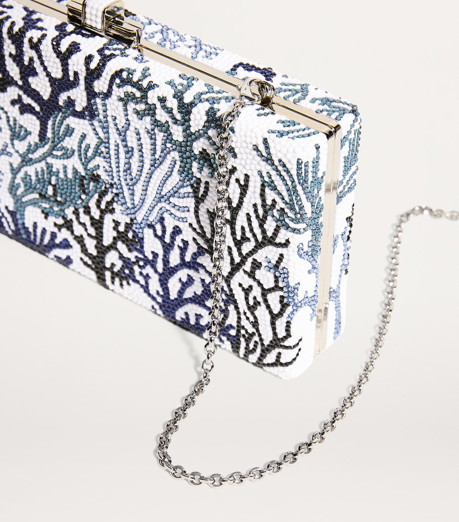 Judith Leiber Rare Coral Clutch Bag Silver Dk Indigo Mlt Image 4