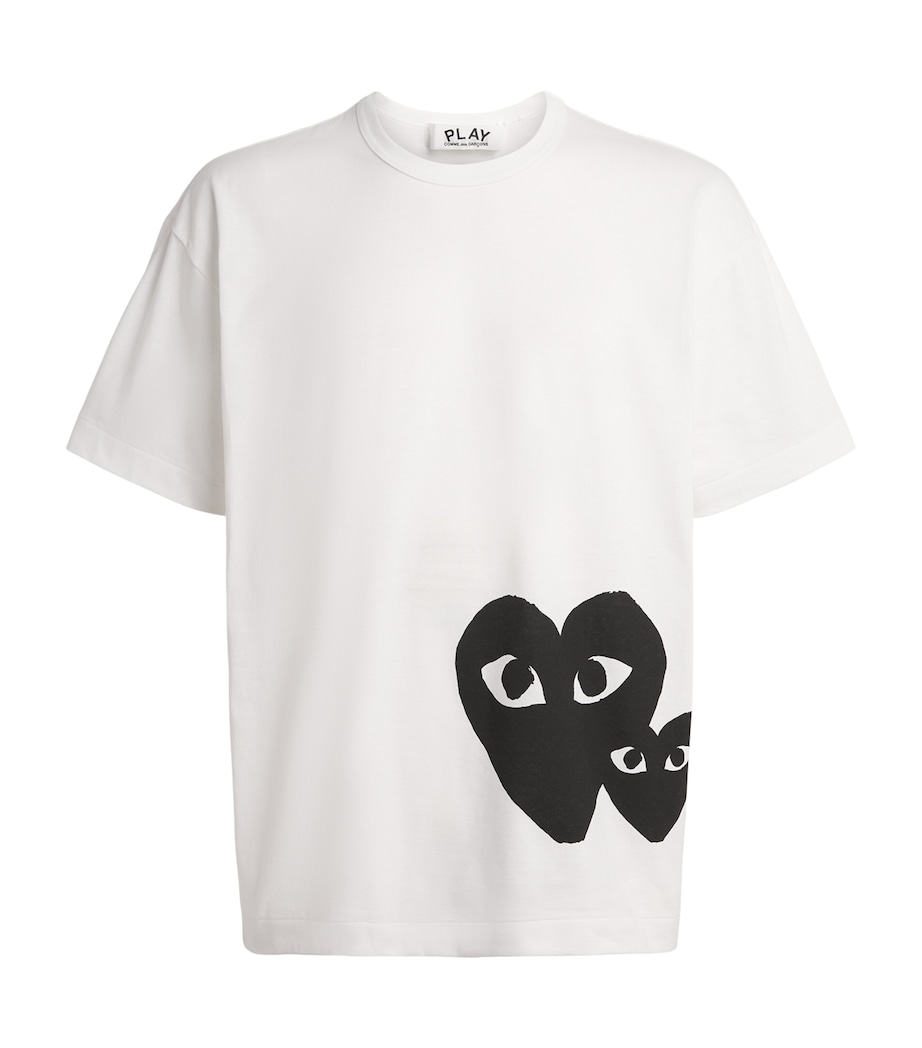 Comme Des Garçons Play Mens Cotton Oversized Mirrored Bottom Heart T-Shirt White Image 1