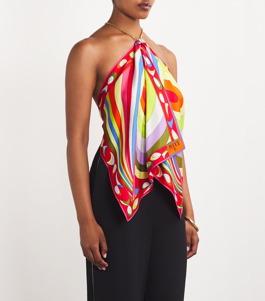 PUCCI Womens Silk Scarf Top Multicolor Image 3