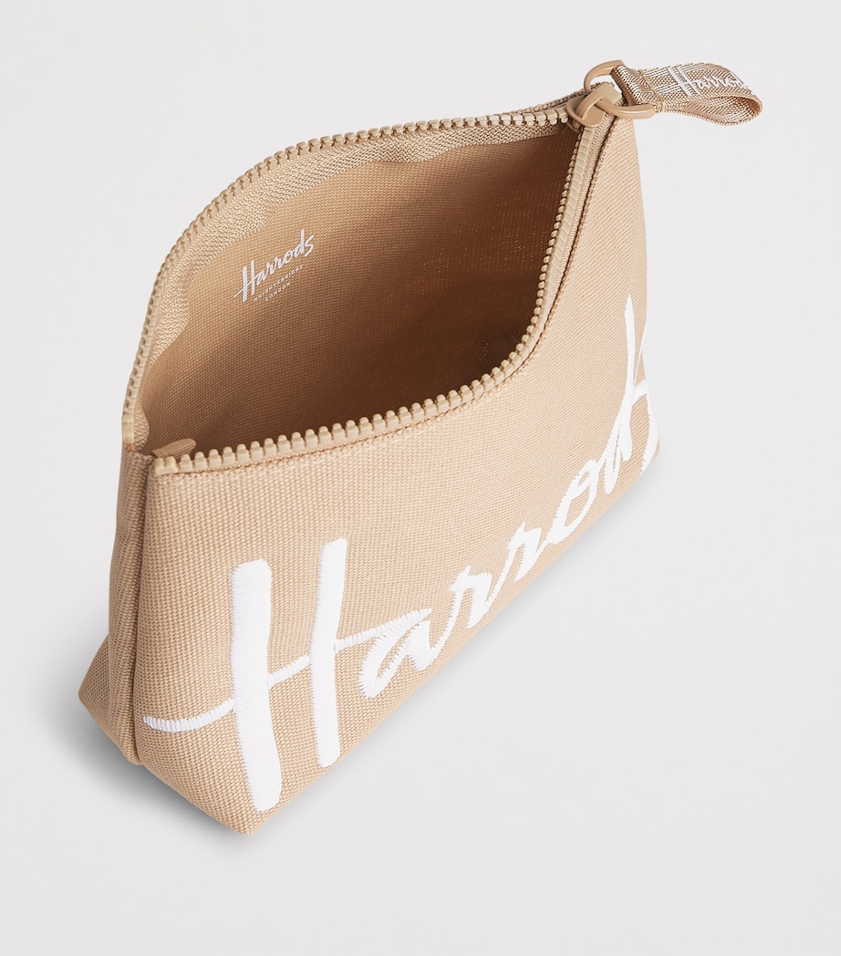 Harrods Medium Cotton Logo Cosmetic Bag Neutral Image 2