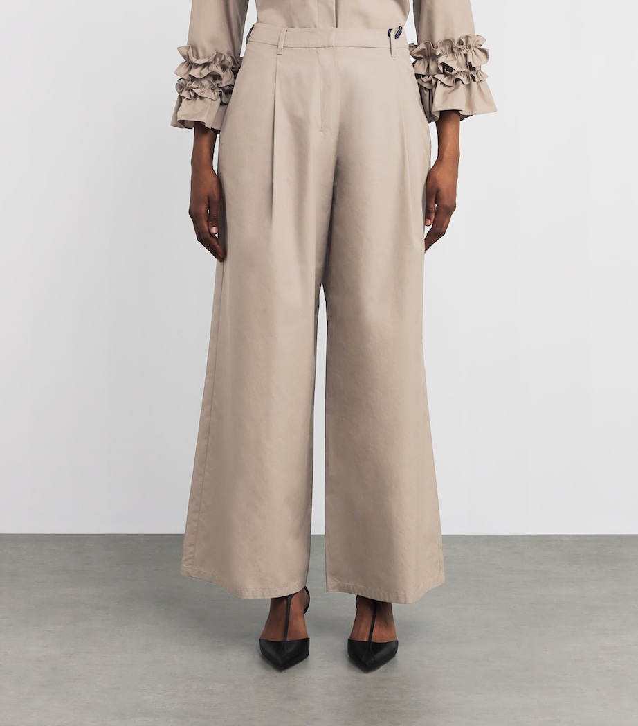 Cotton Poplin Wide-Leg Nora Trousers TURTLEDOVE Image 3