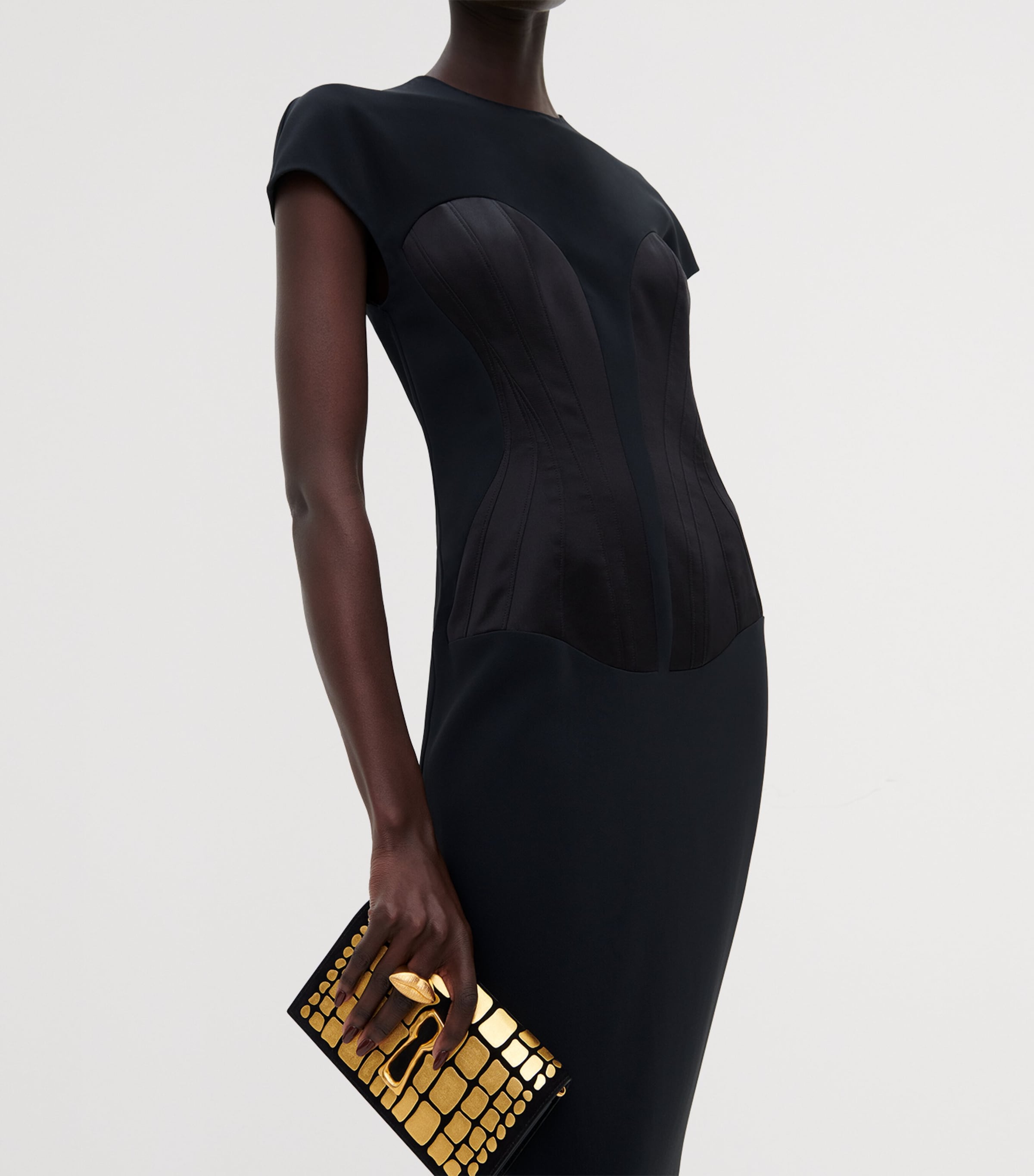 Schiaparelli Womens Corset Midi Dress Black Image 4