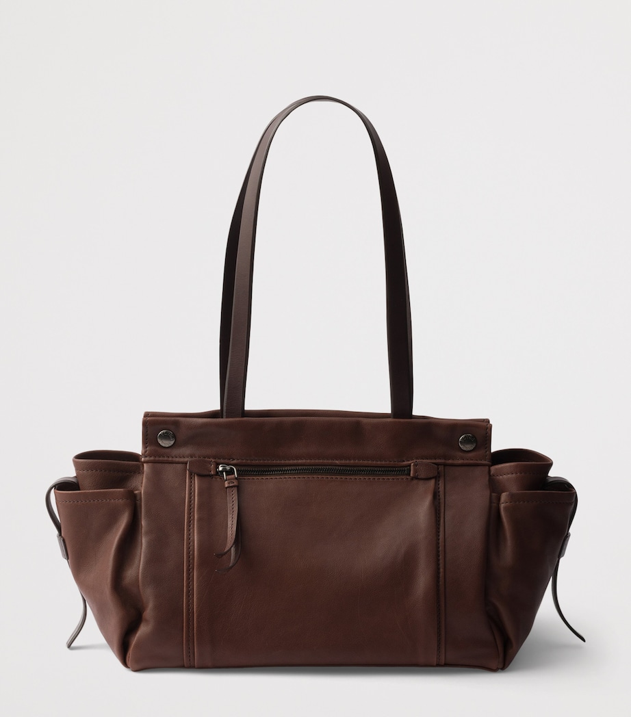 Prada Womens Large Buffalo Leather Route Tote Bag Brown Image 5