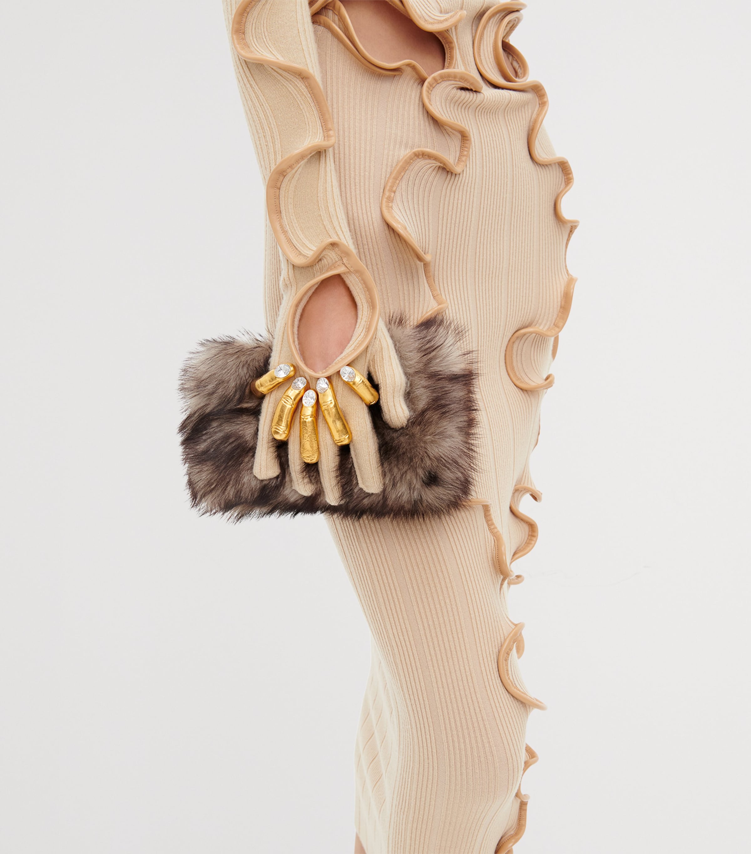 Schiaparelli Ruffle Gloves Nude Image 2